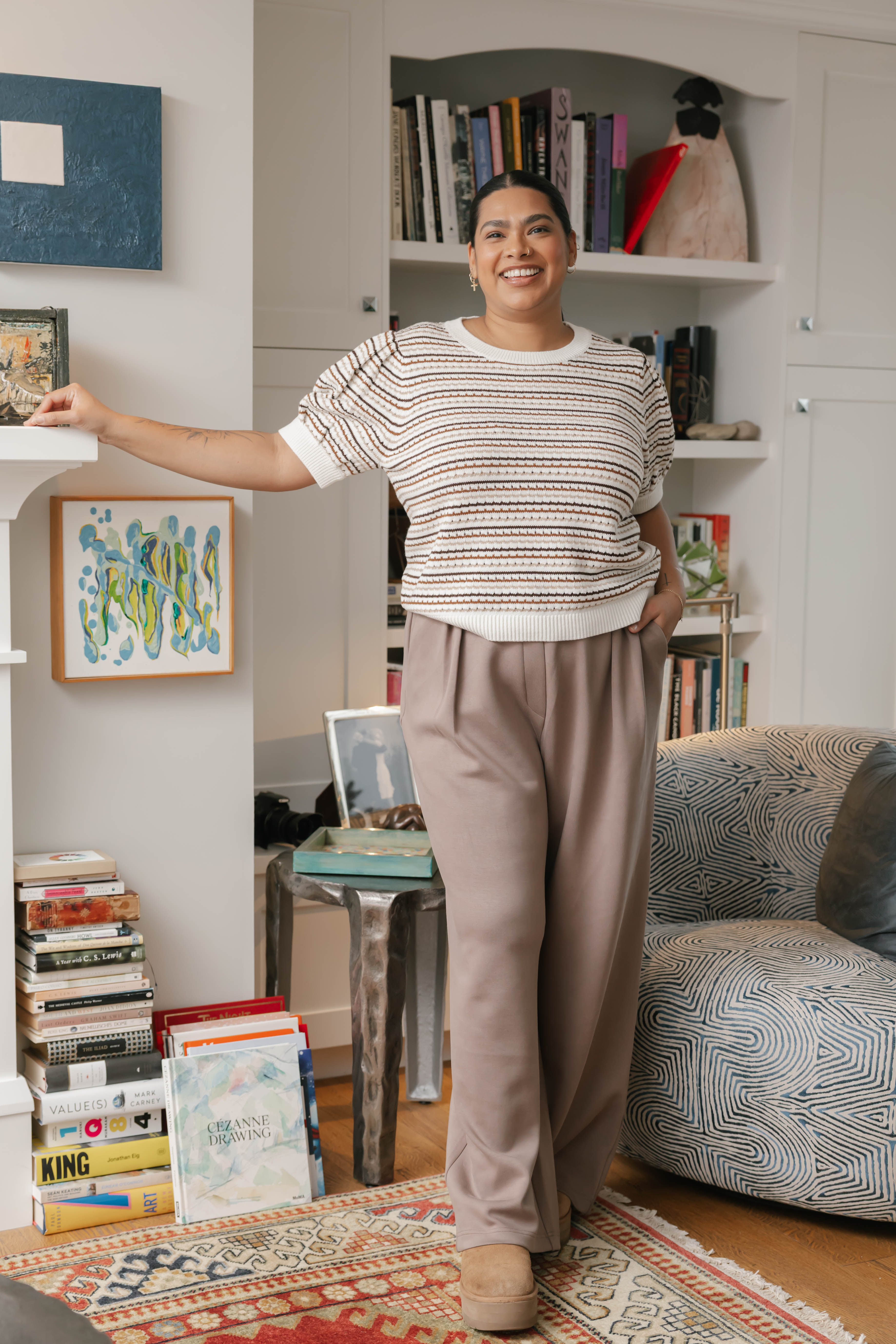 Donna Sweater Top in Latte Stripe