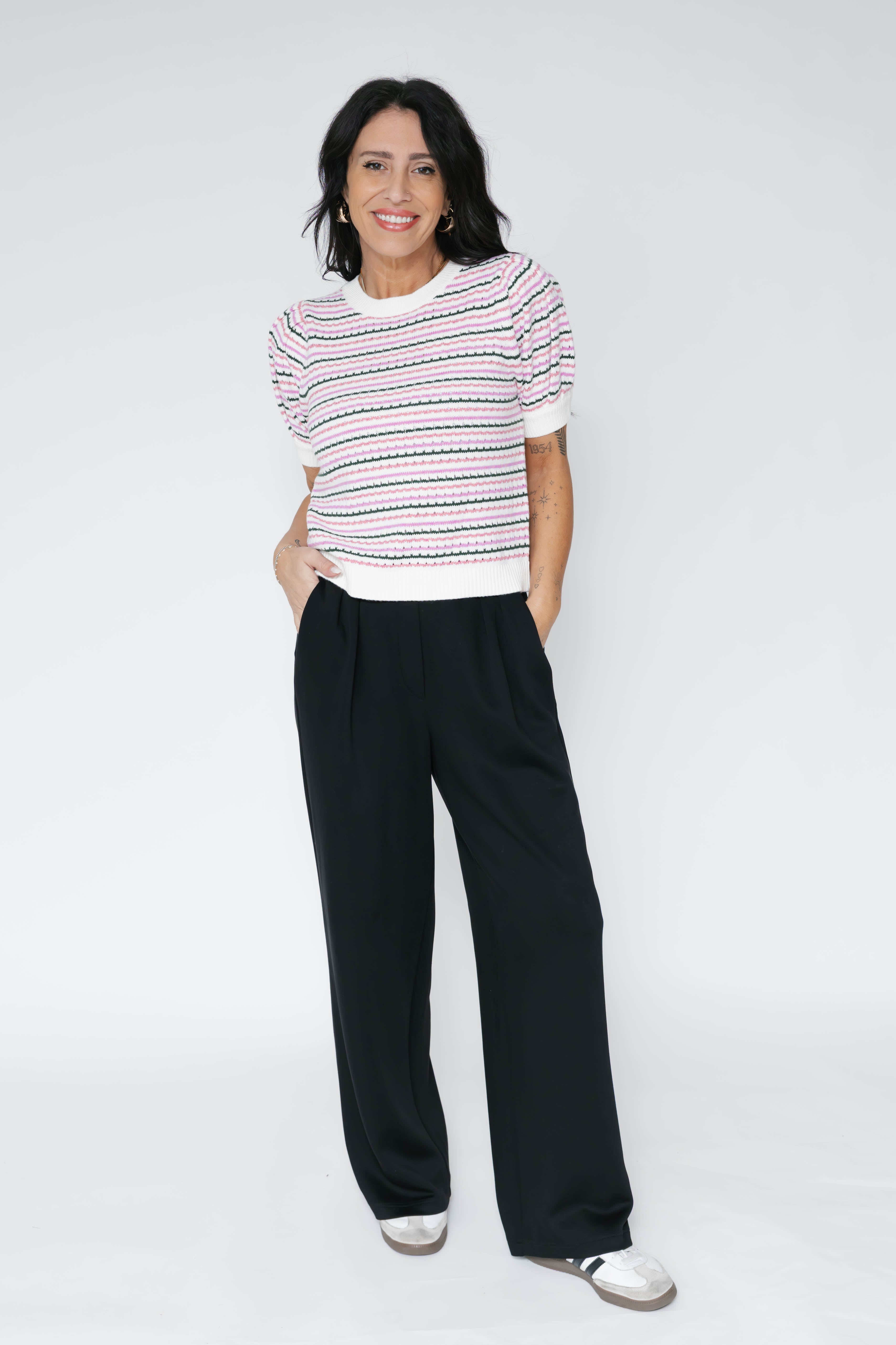 Donna Sweater Top in Watermelon Stripe