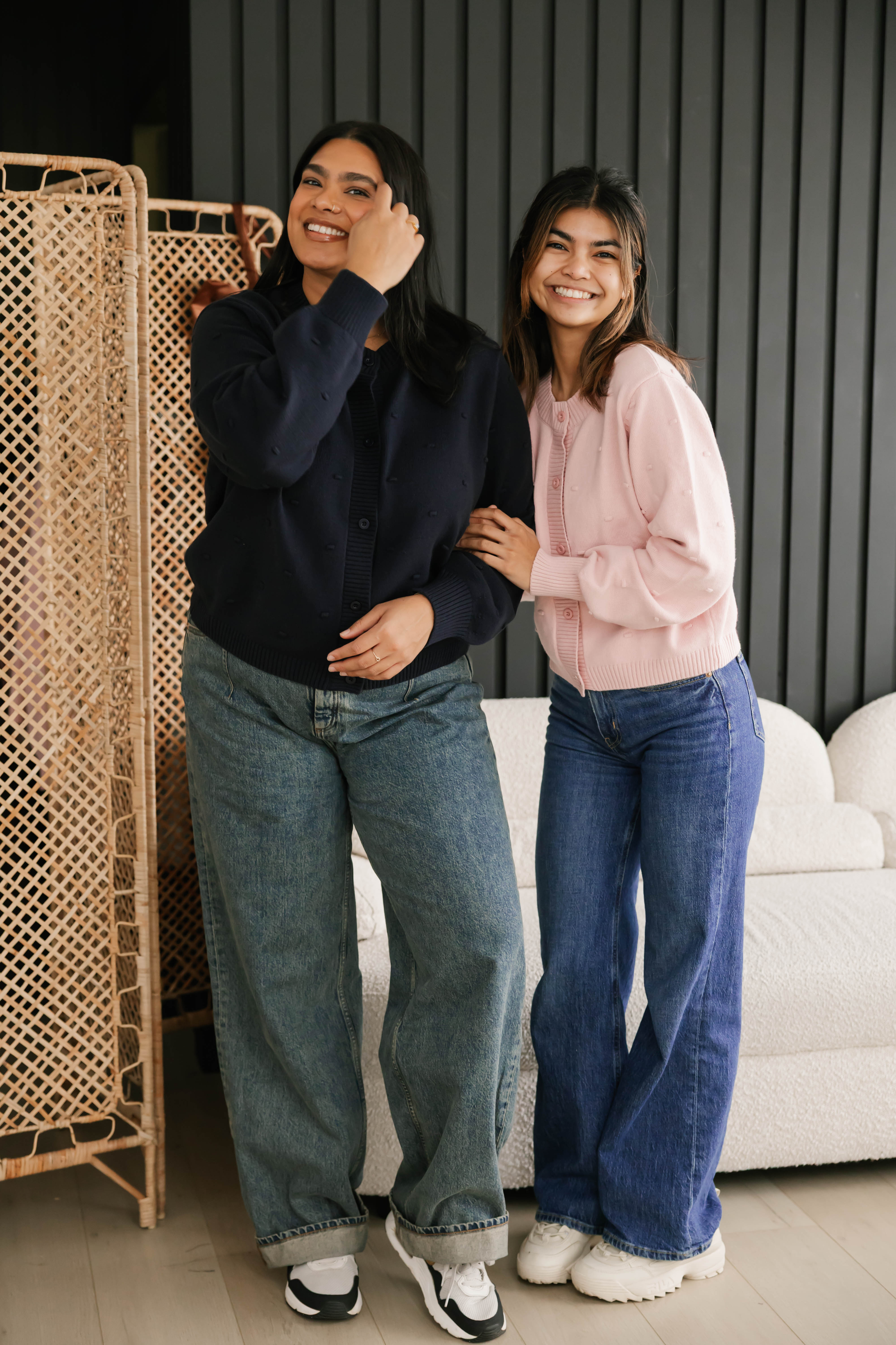 Dot Cardigan in Dark Navy