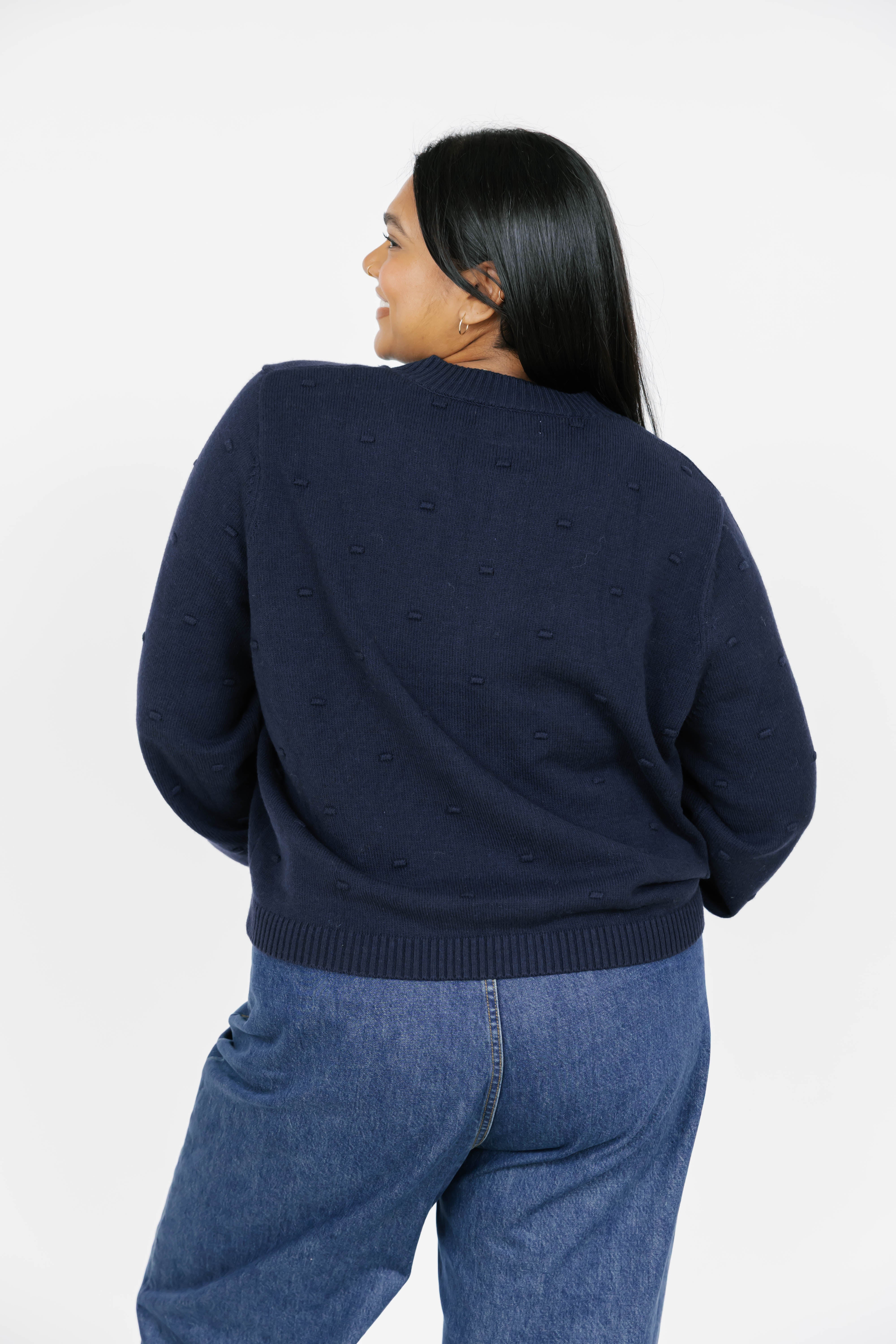 Dot Cardigan in Dark Navy