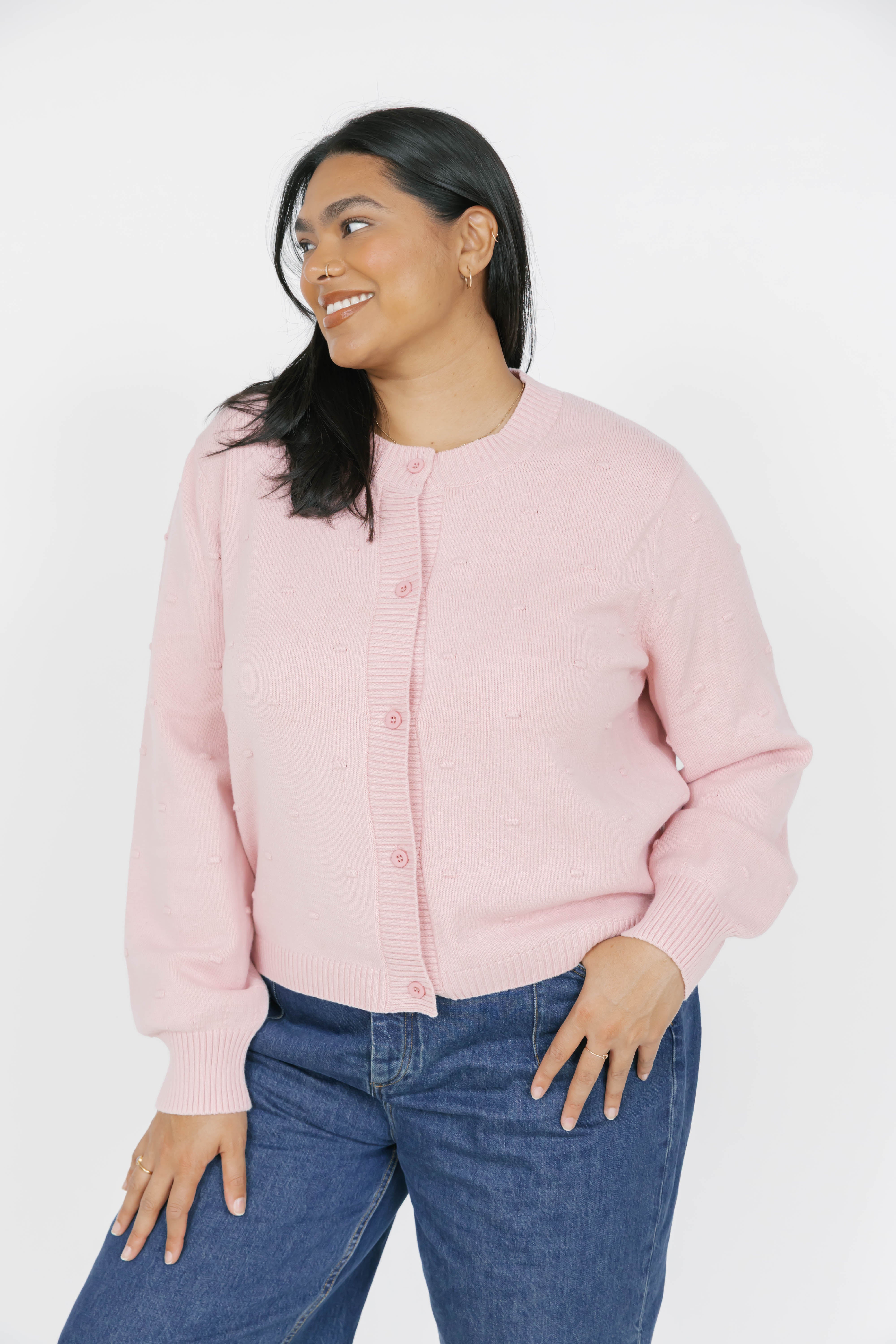 Dot Cardigan in Dusty Pink – Smash + Tess