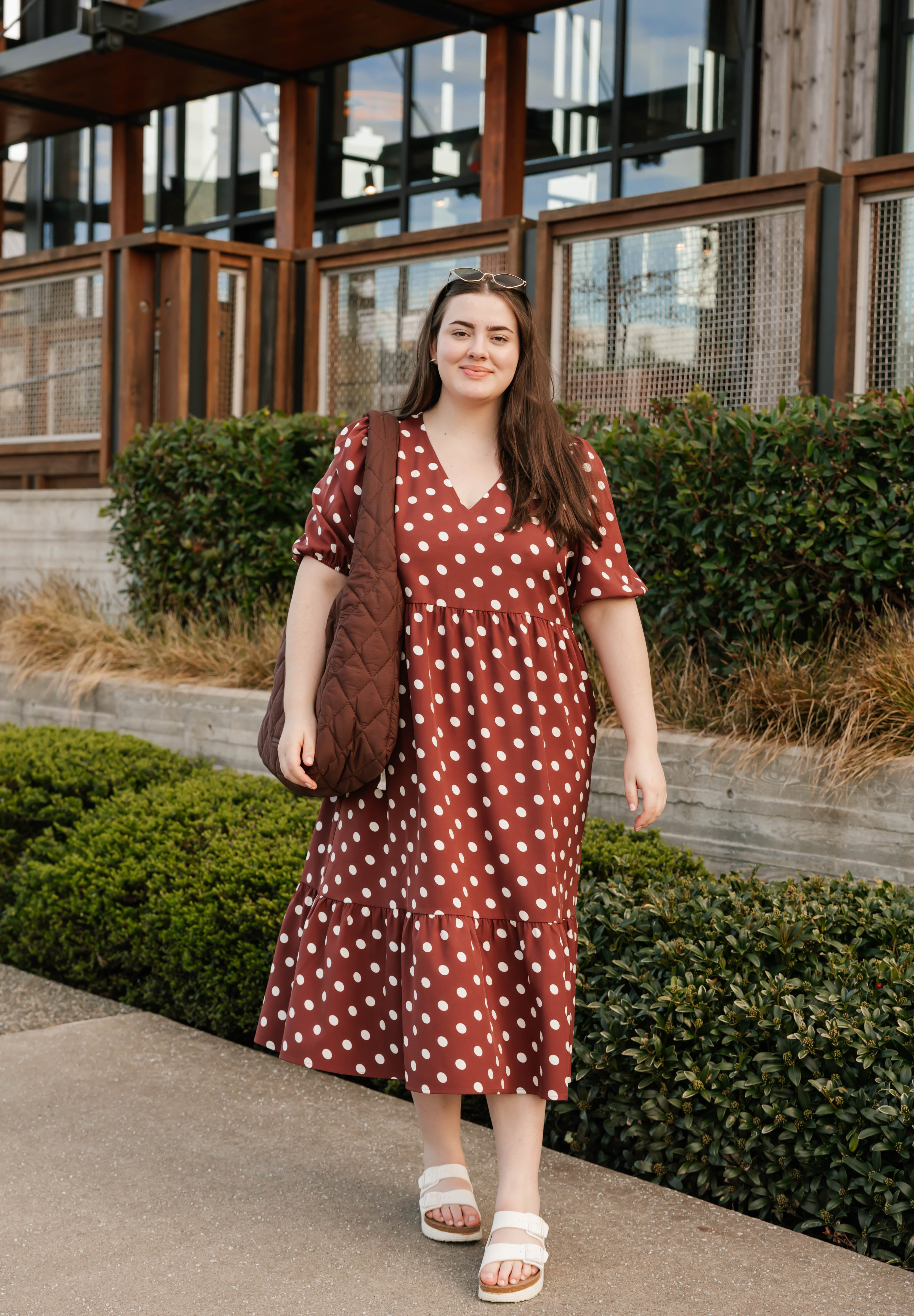 Lucy Polka Dot Midi Dress in Warm Brown Smash + Tess Lucy Polka Dot Midi Dress in Warm Brown Smash + Tess