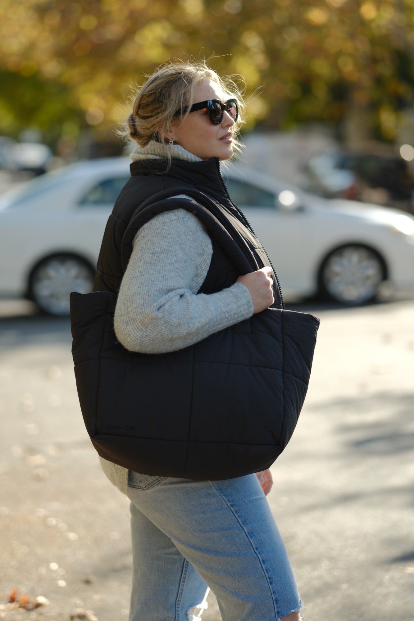 On The Go Puffy Bag in Midnight Black