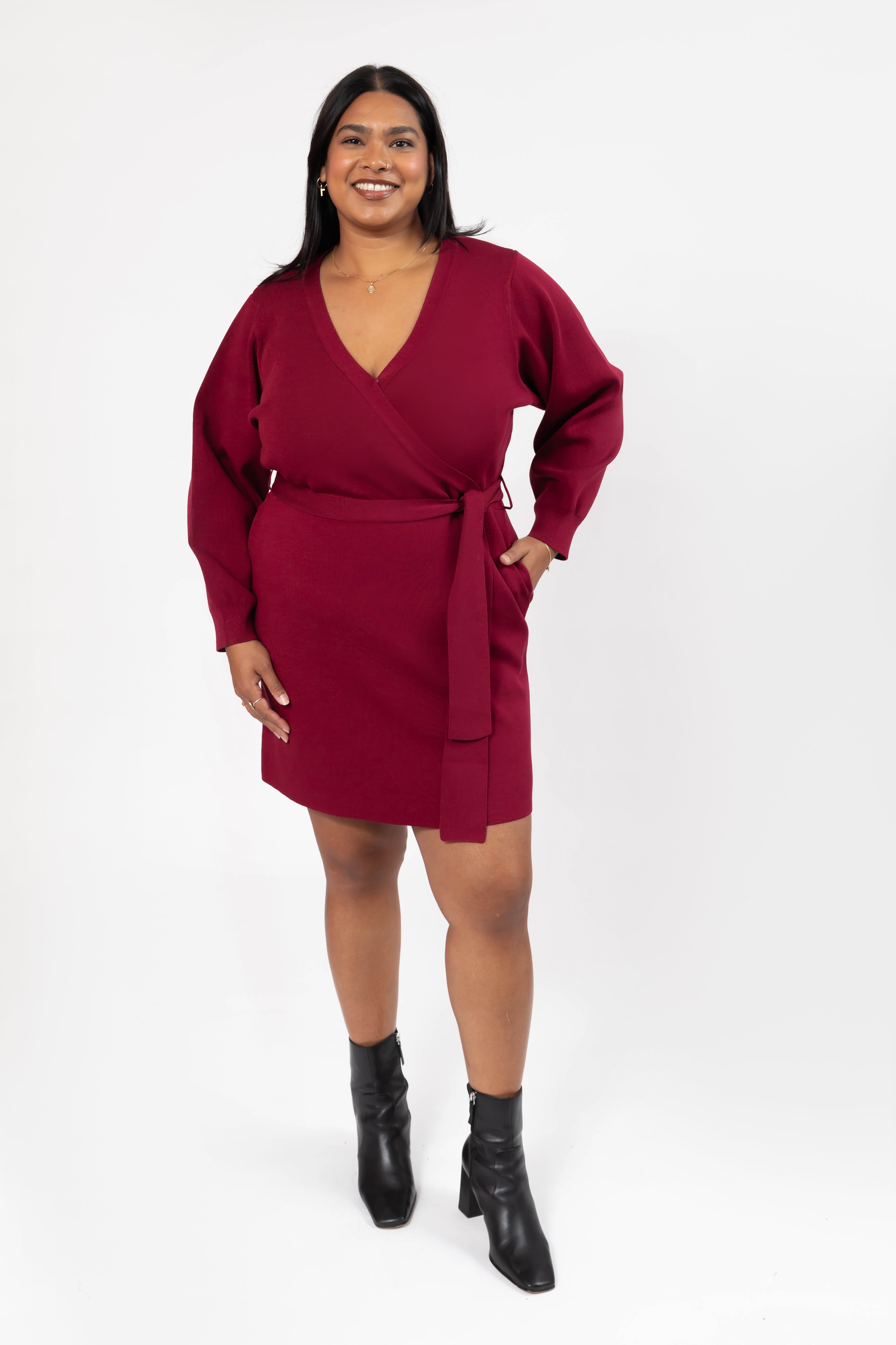 Elena Knit Mini Dress in Dark Cranberry – Smash + Tess