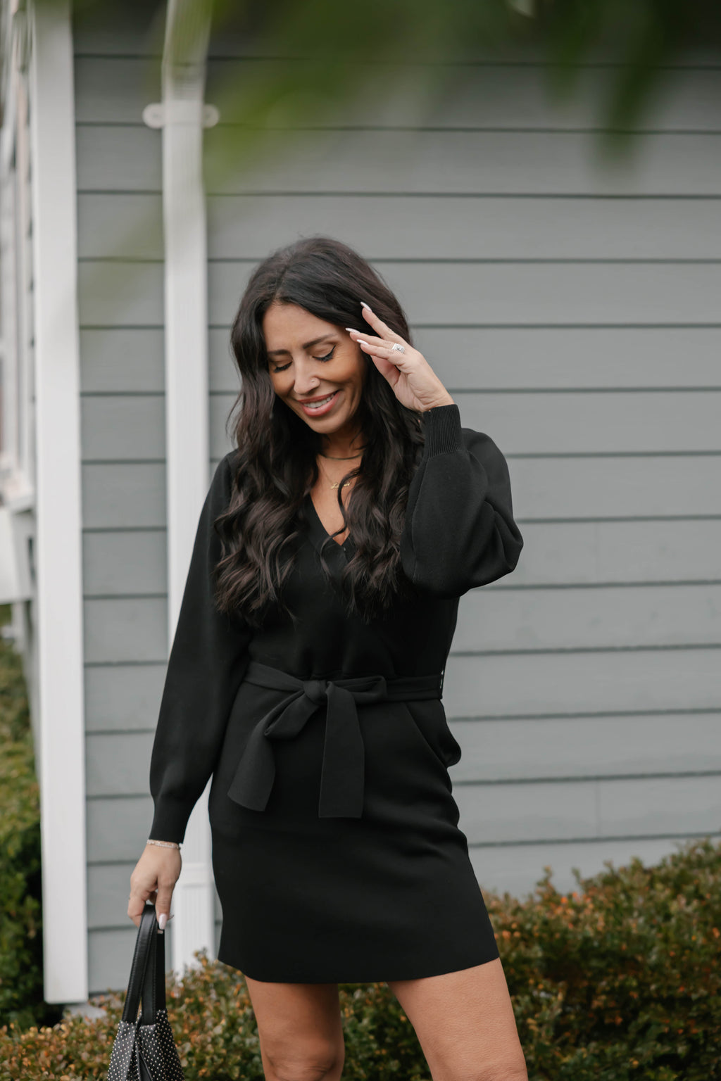 Elena Knit Mini Dress in Soft Black – Smash + Tess