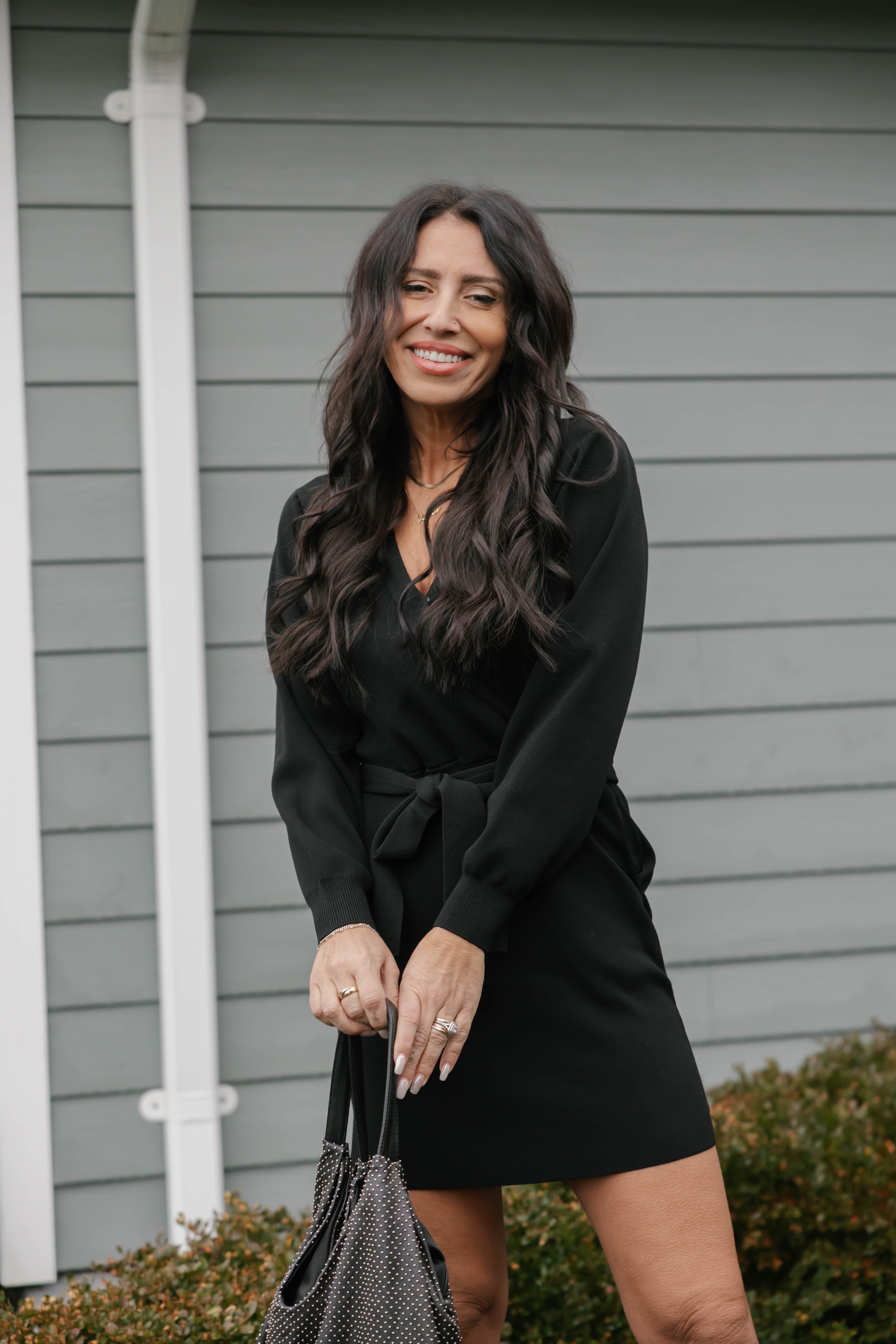 Elena Knit Mini Dress in Soft Black