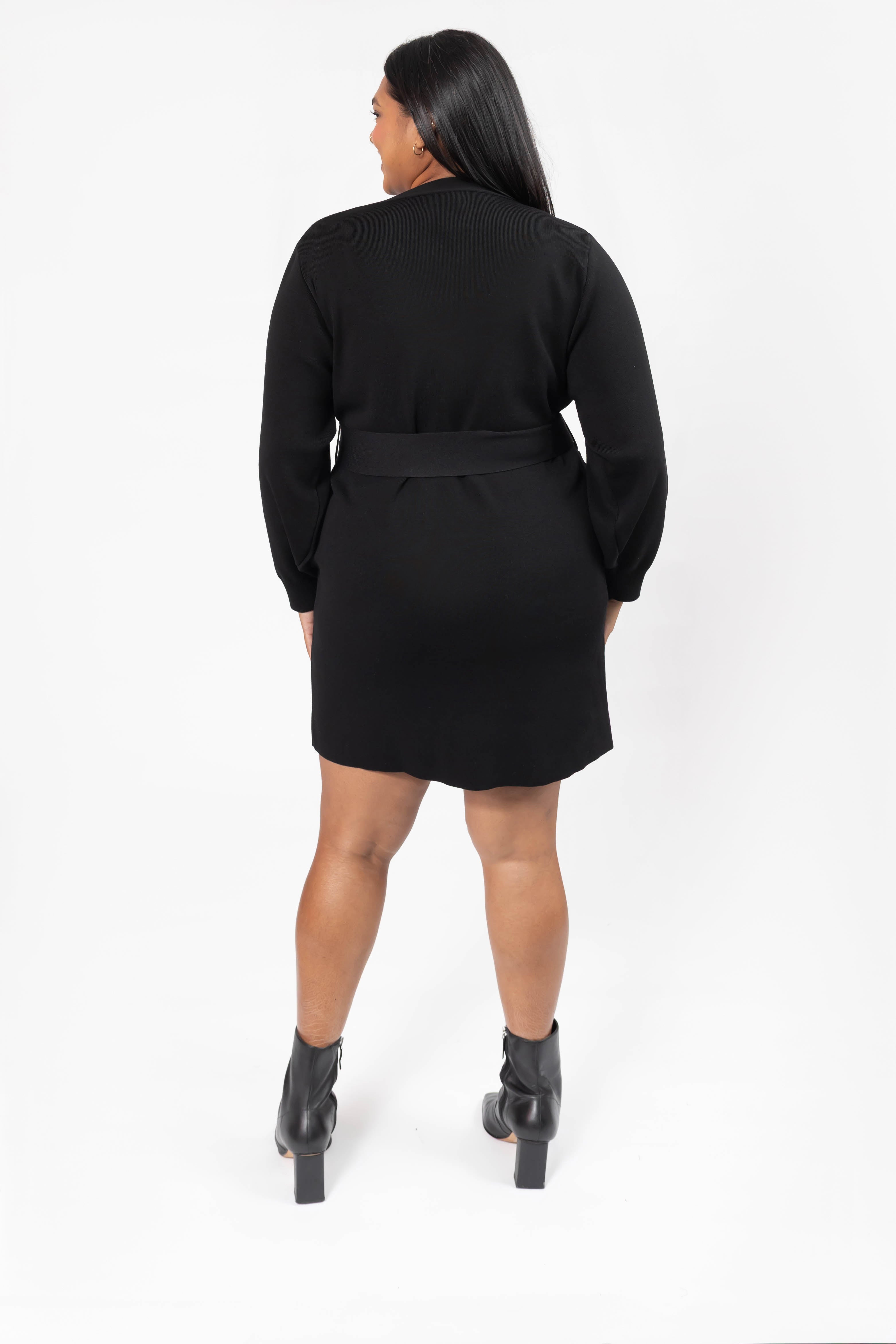 Elena Knit Mini Dress in Soft Black