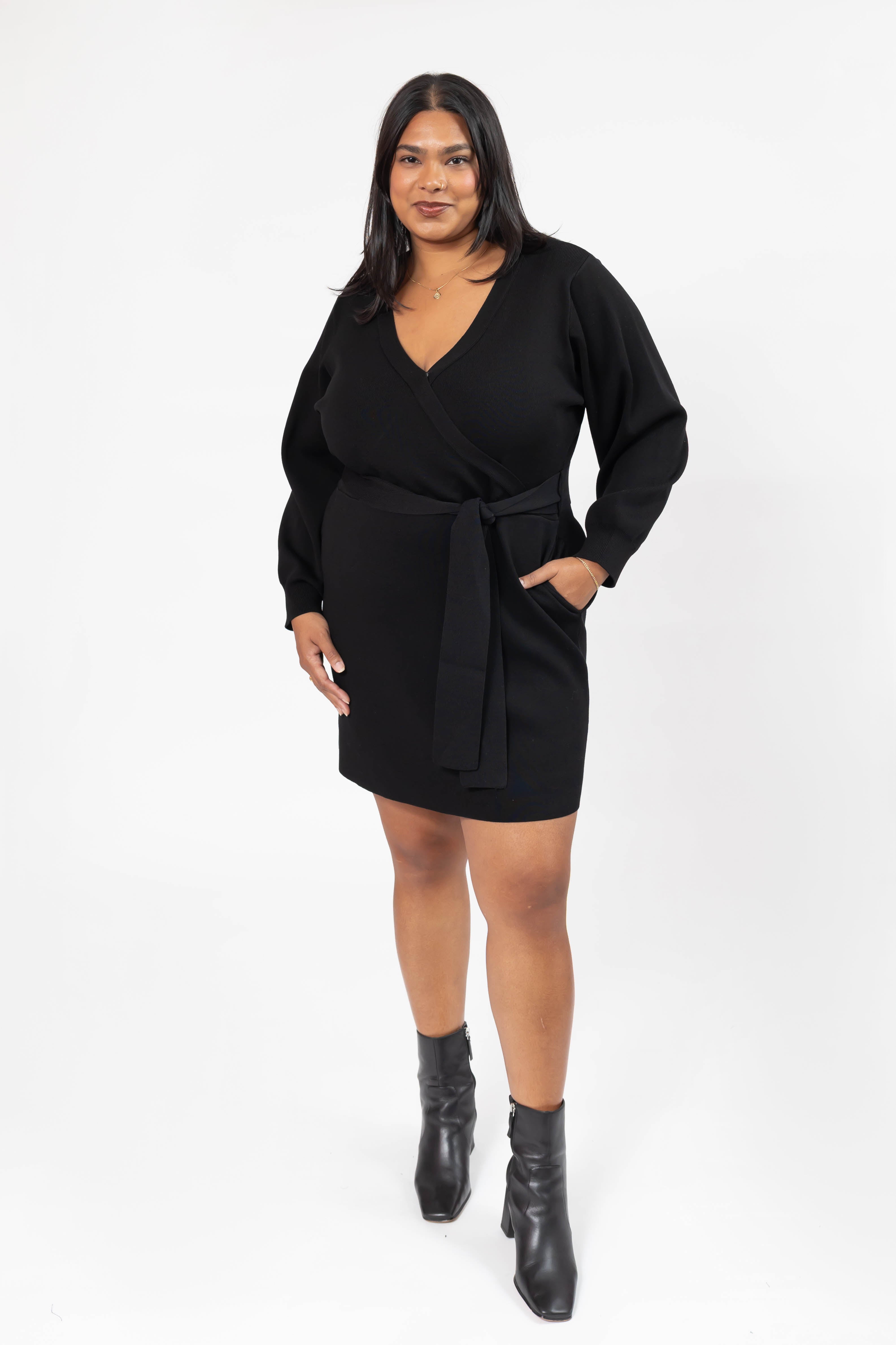 Elena Knit Mini Dress in Soft Black