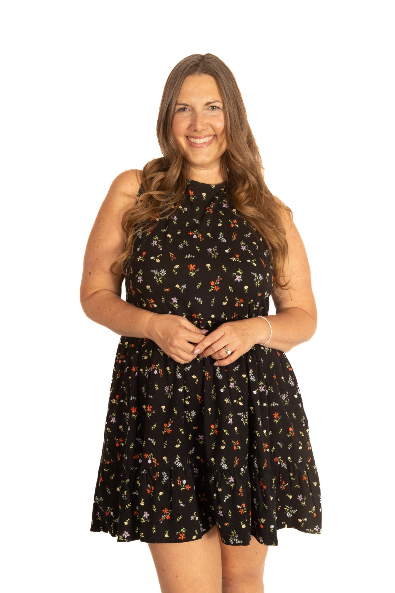 Elisa Babydoll Dress in Black Floral