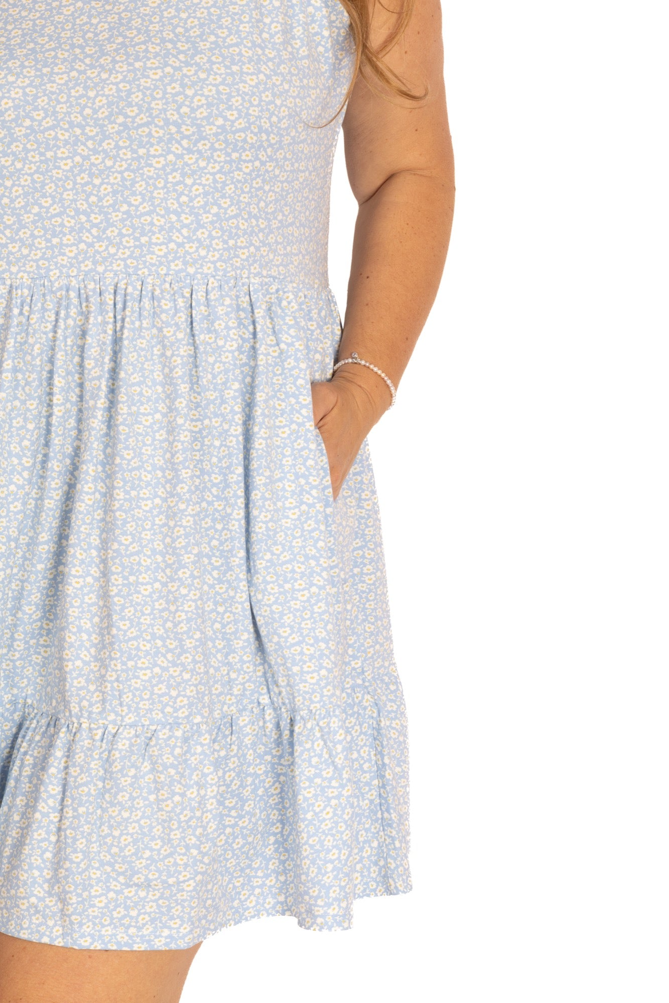 Elisa Babydoll Dress in Blue Floral