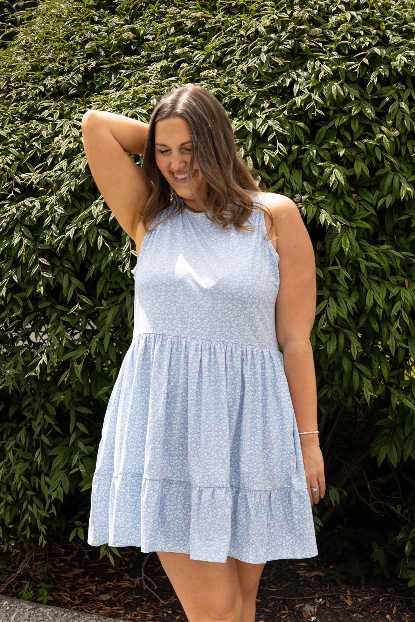 Elisa Babydoll Dress in Blue Floral