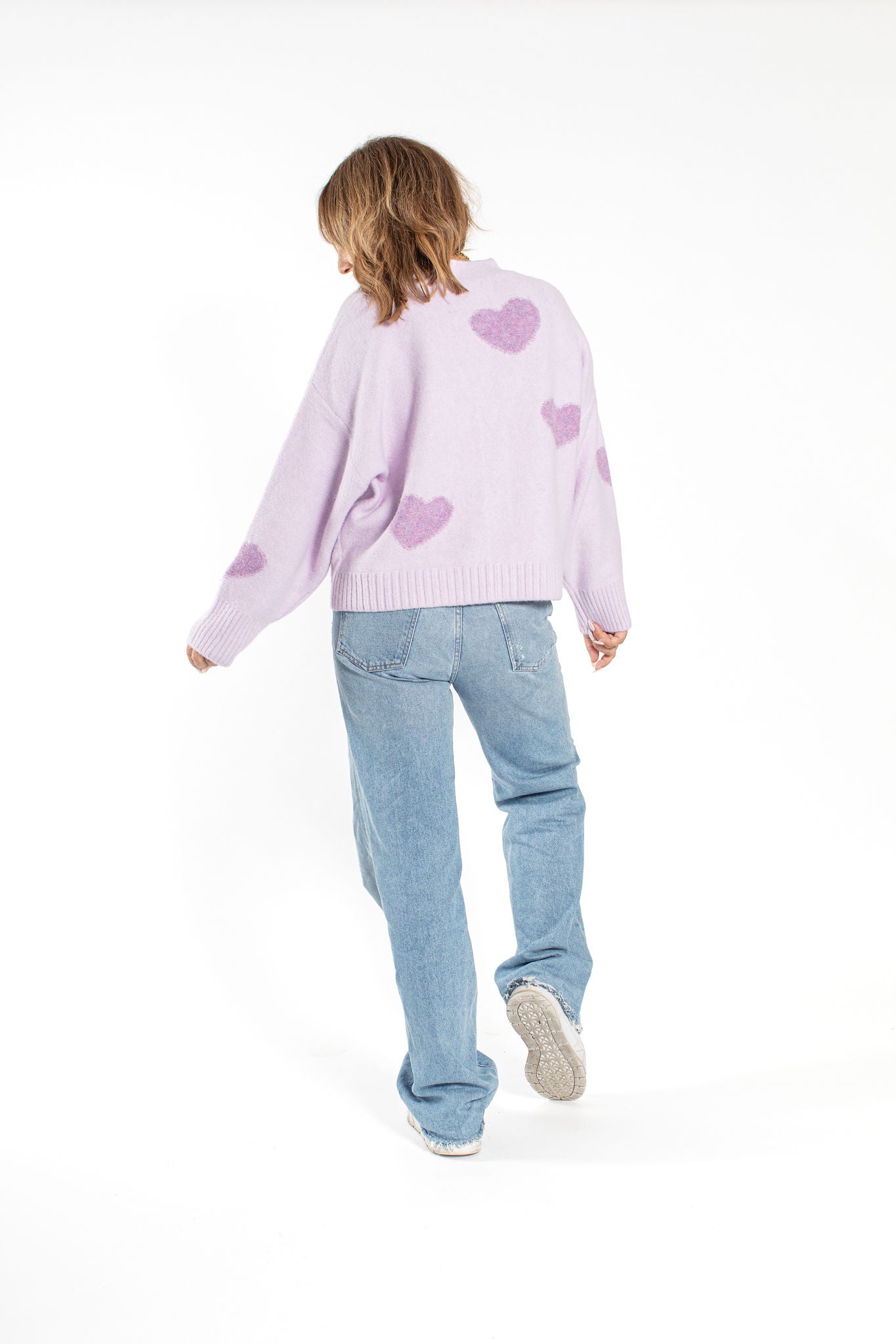 Eloise Heart Cardigan in Lilac Combo
