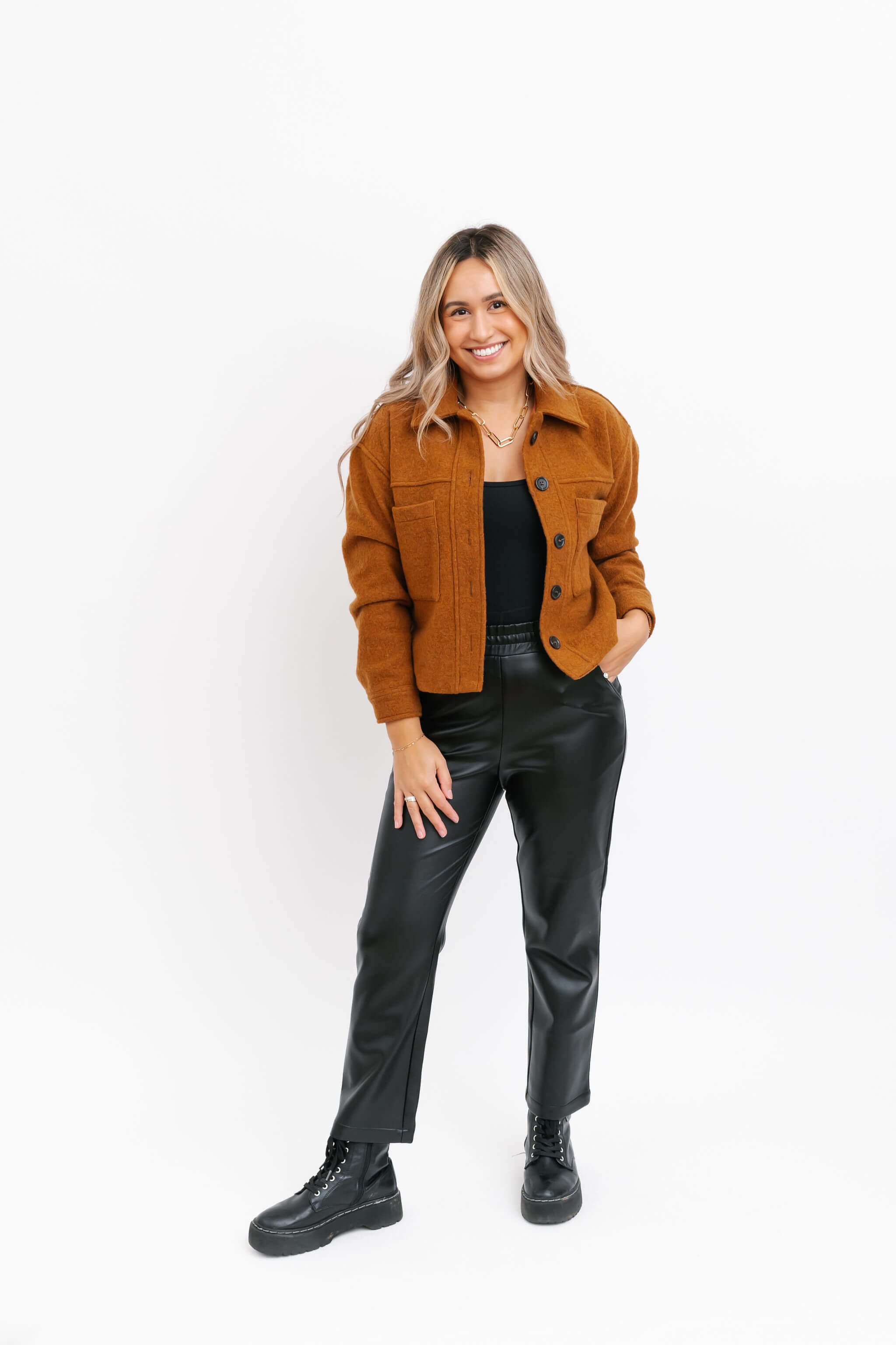 Emory Cropped Jacket in Caramel Brown – Smash + Tess