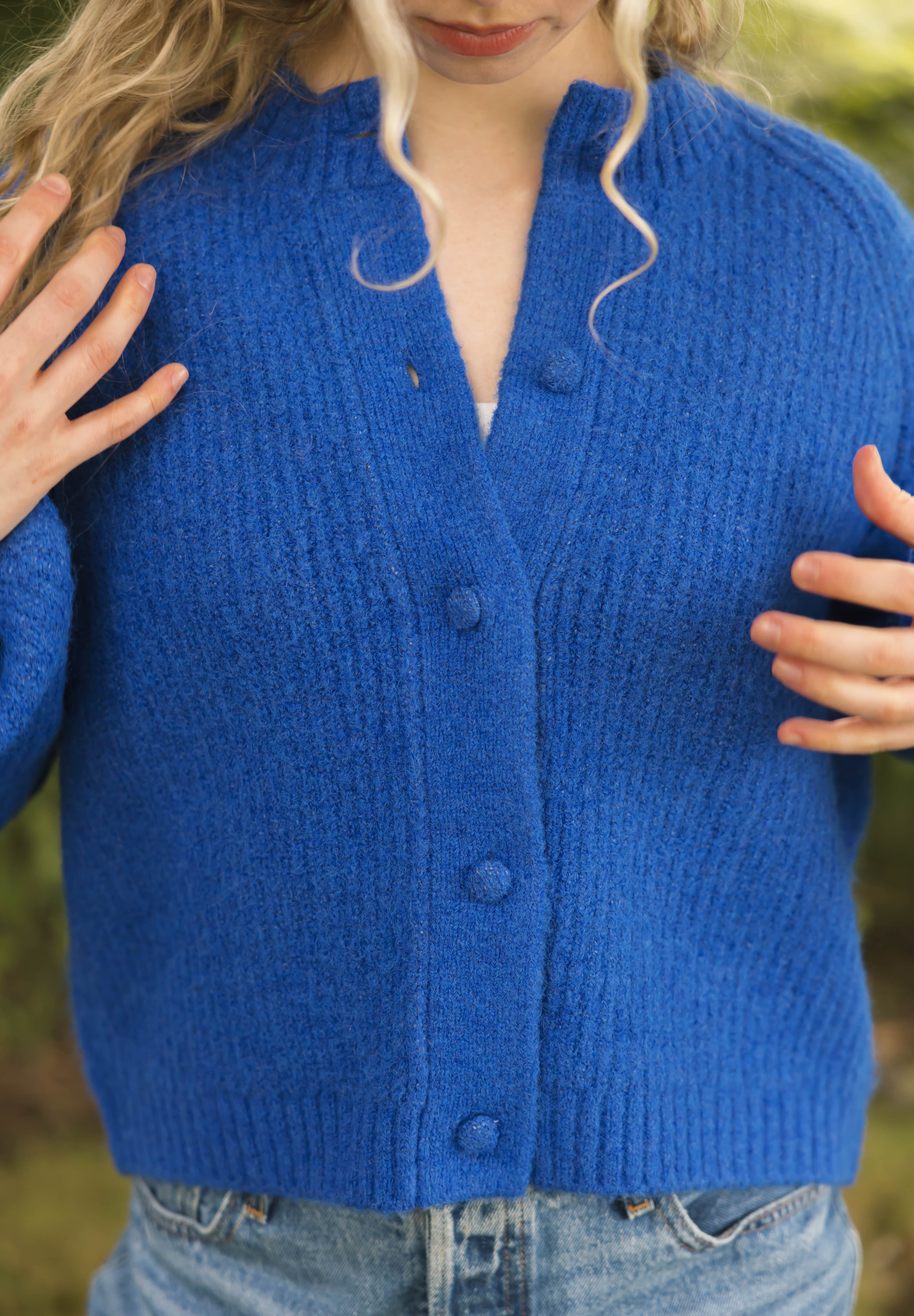 Esther Short Cardigan in Cobalt Blue