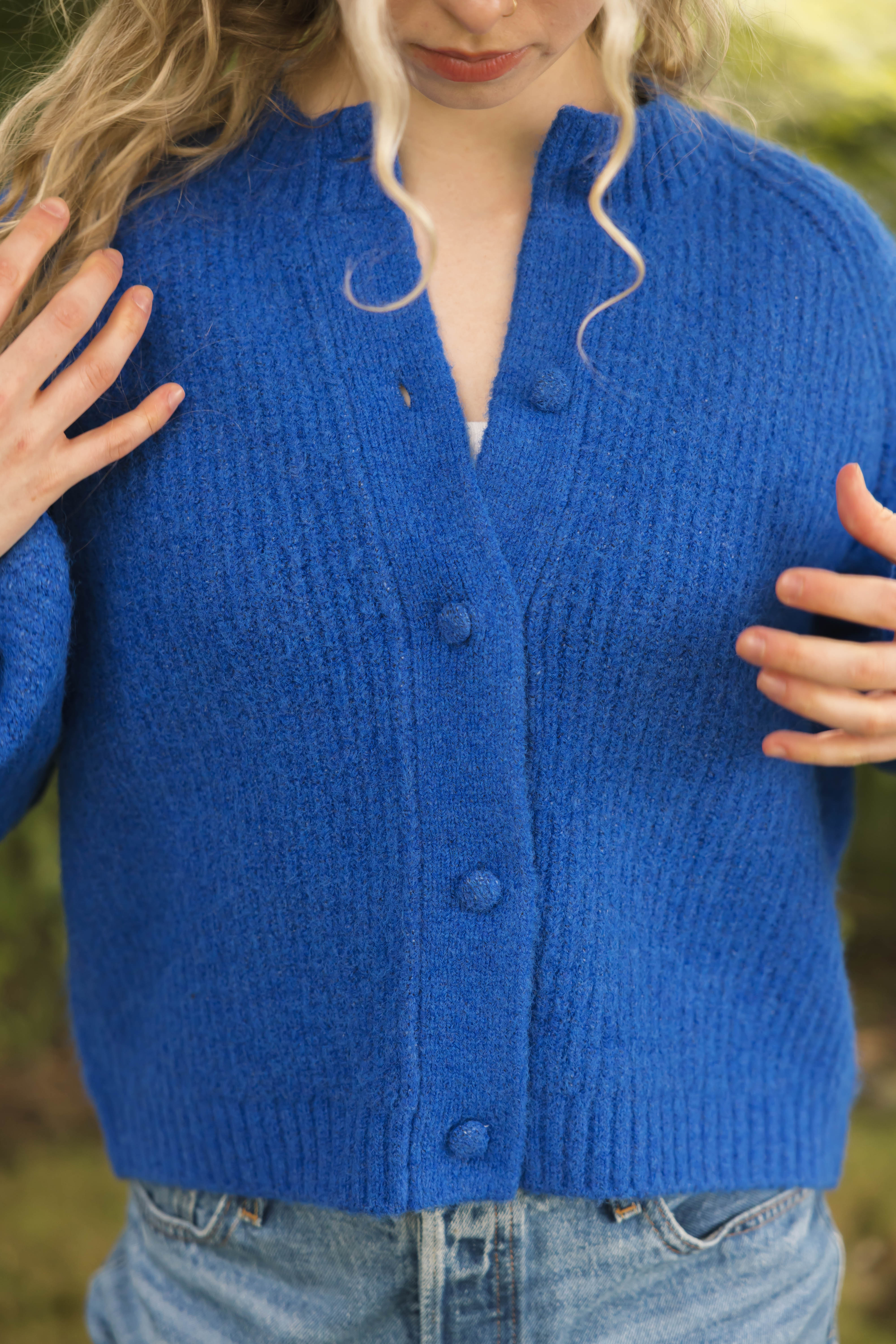 Esther Short Cardigan in Cobalt Blue