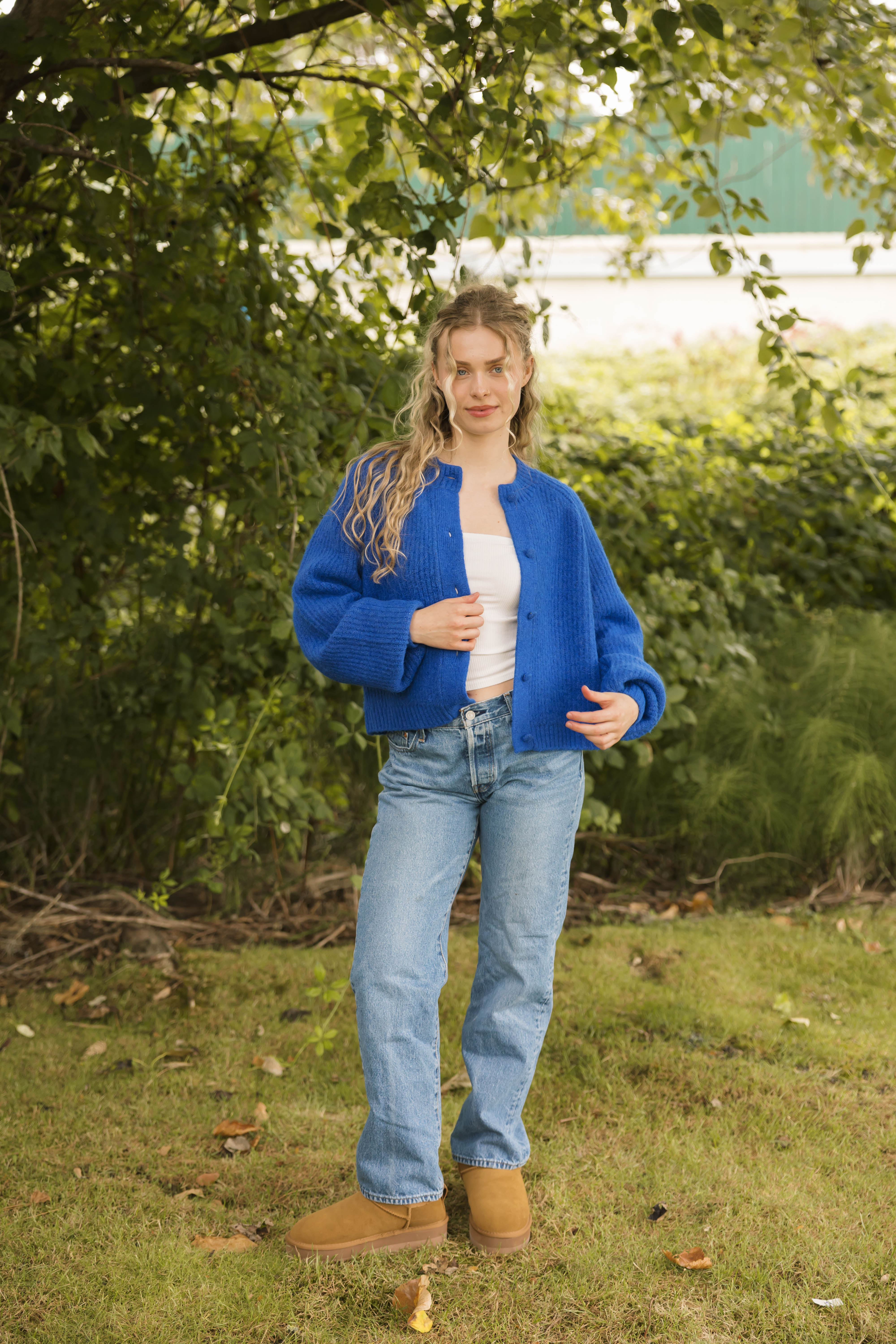 Esther Short Cardigan in Cobalt Blue