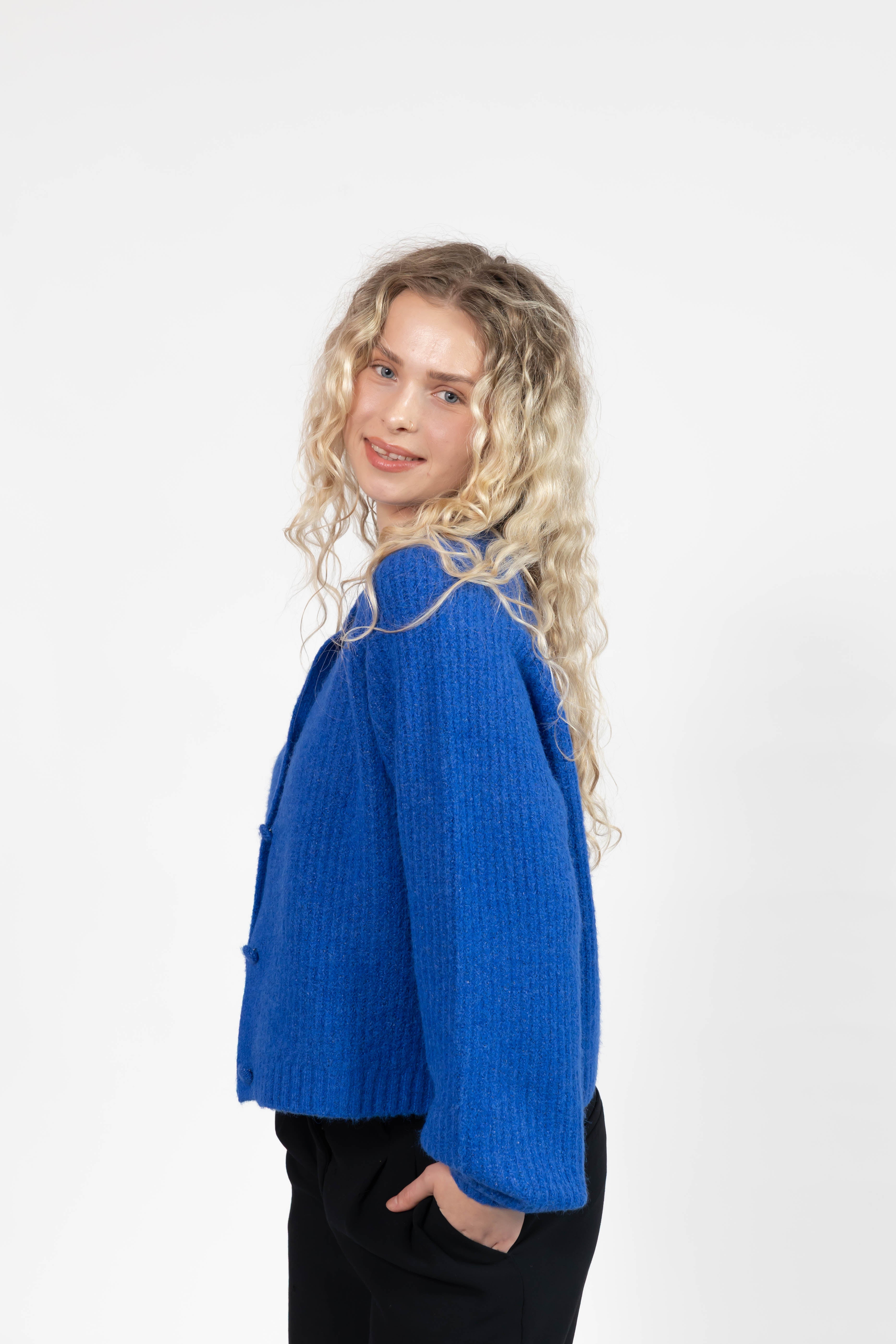 Esther Short Cardigan in Cobalt Blue