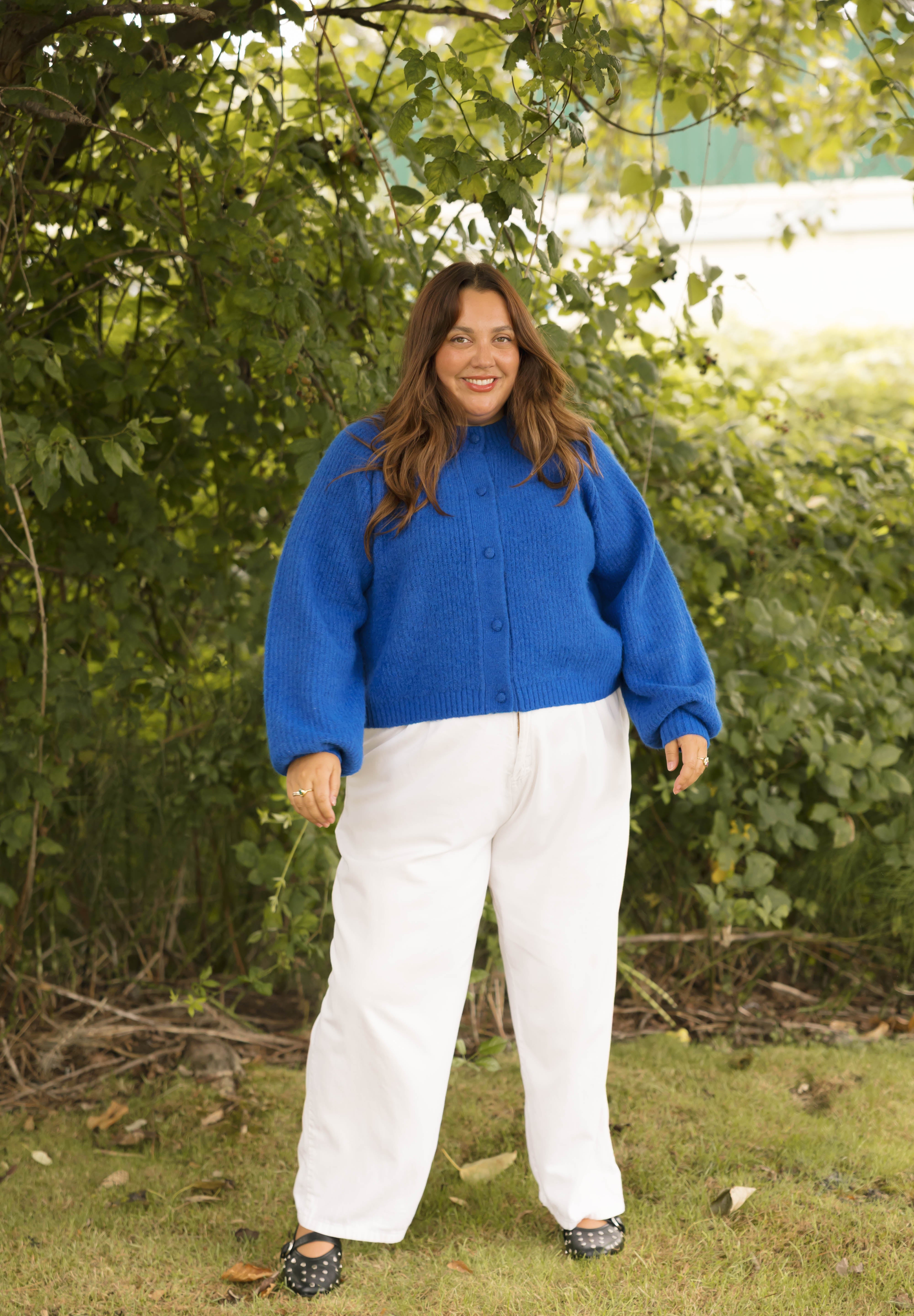 Esther Short Cardigan in Cobalt Blue