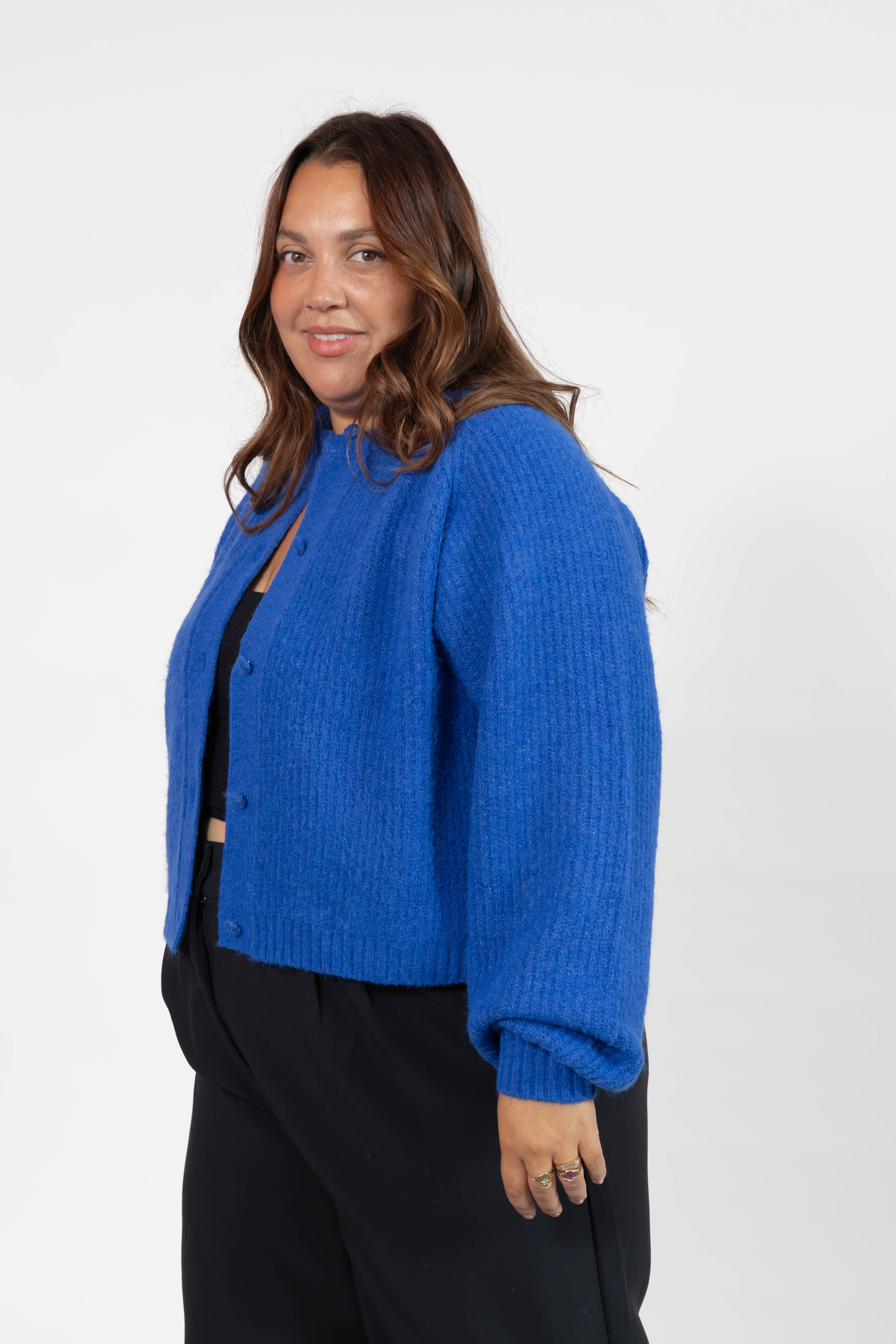 Esther Short Cardigan in Cobalt Blue
