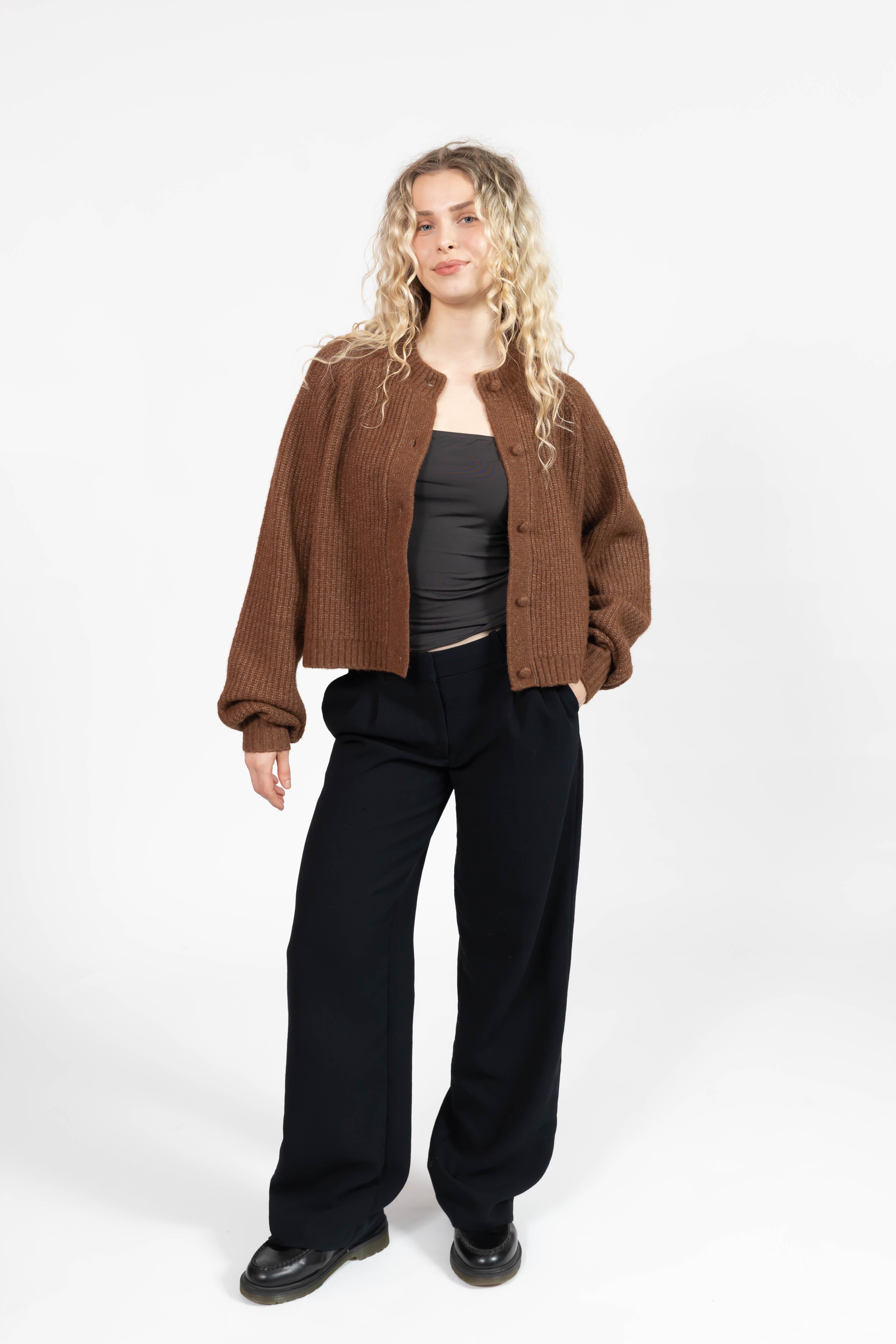 Esther Short Cardigan in Chestnut