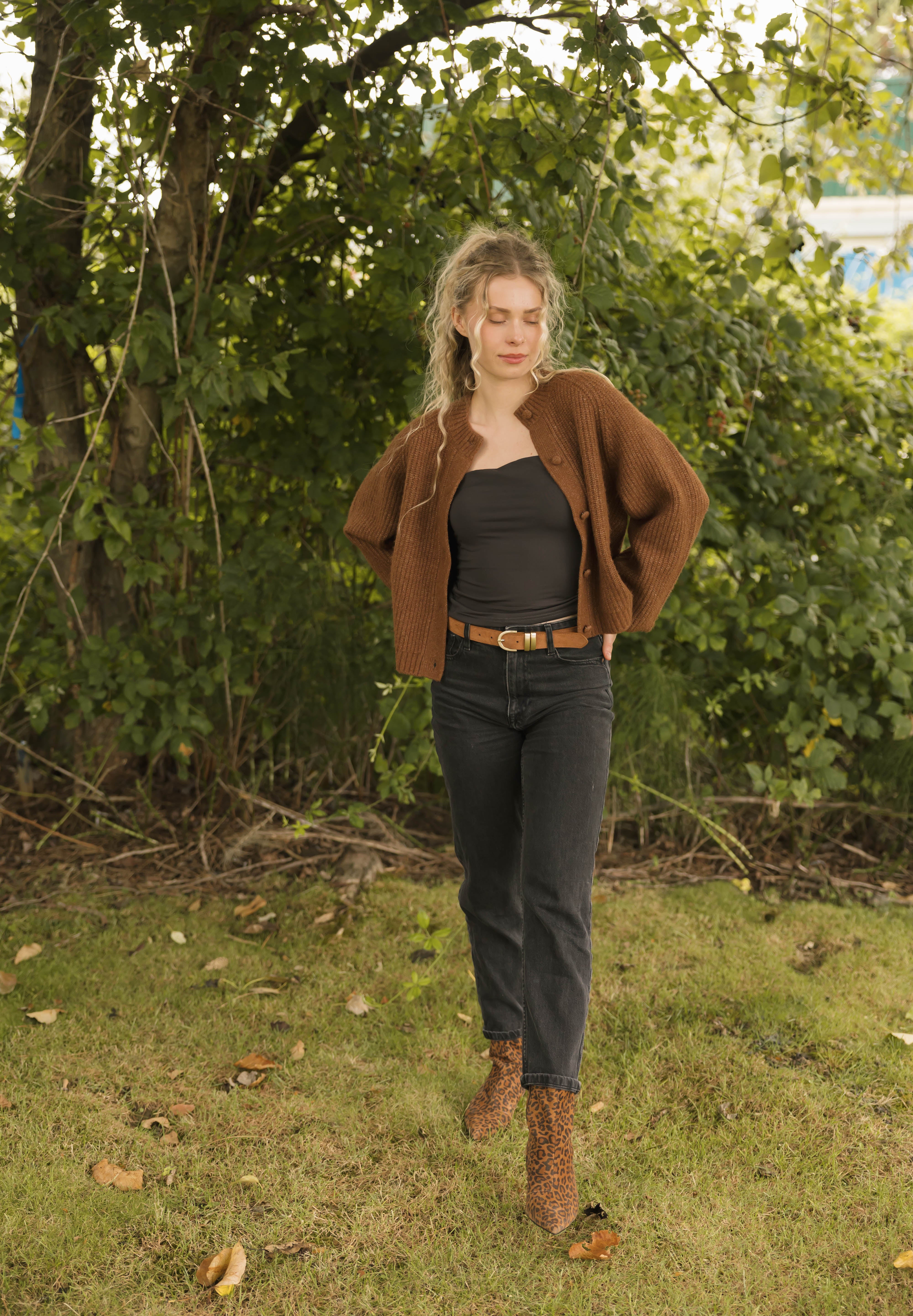 Esther Short Cardigan in Chestnut
