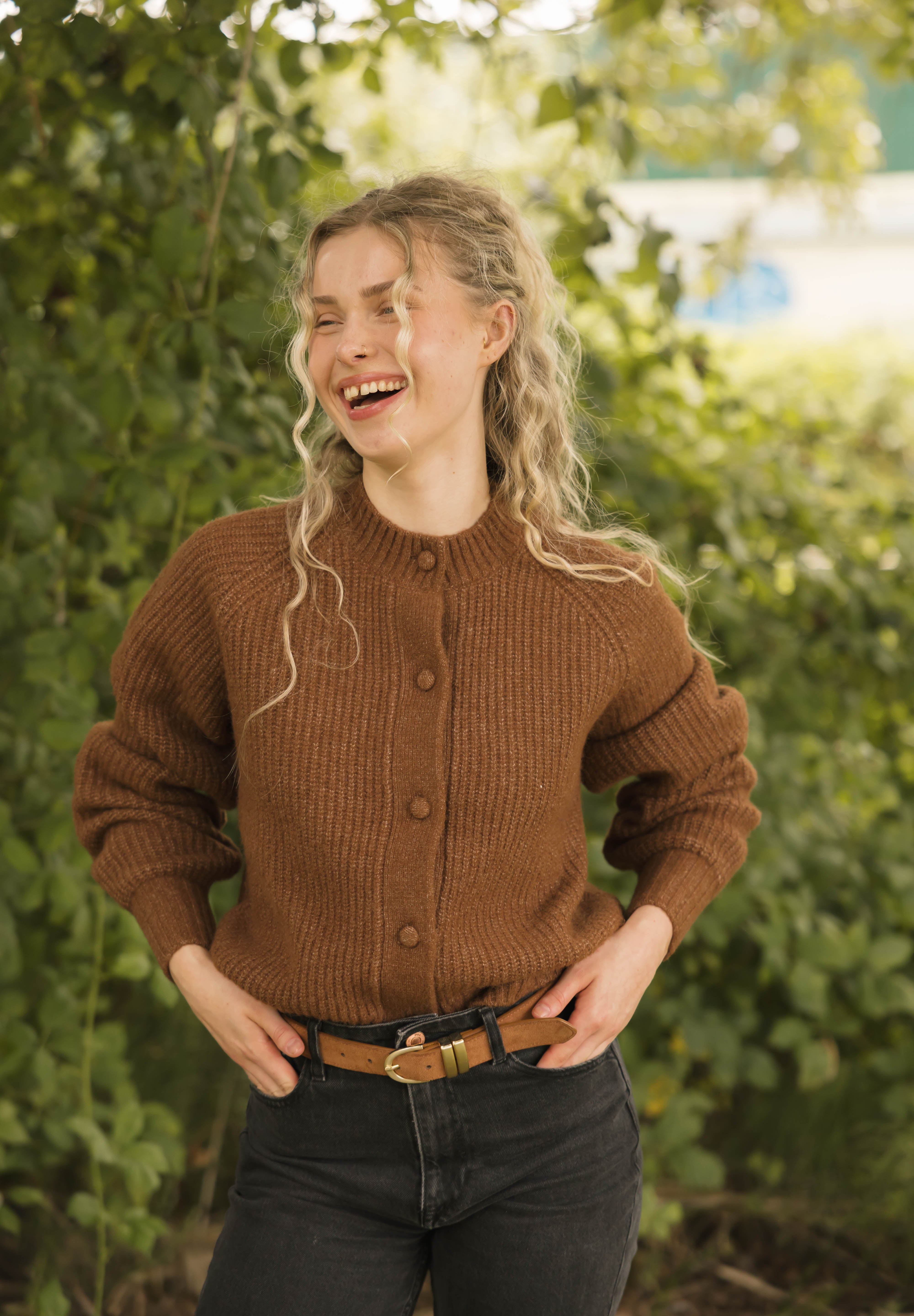 Esther Short Cardigan in Chestnut