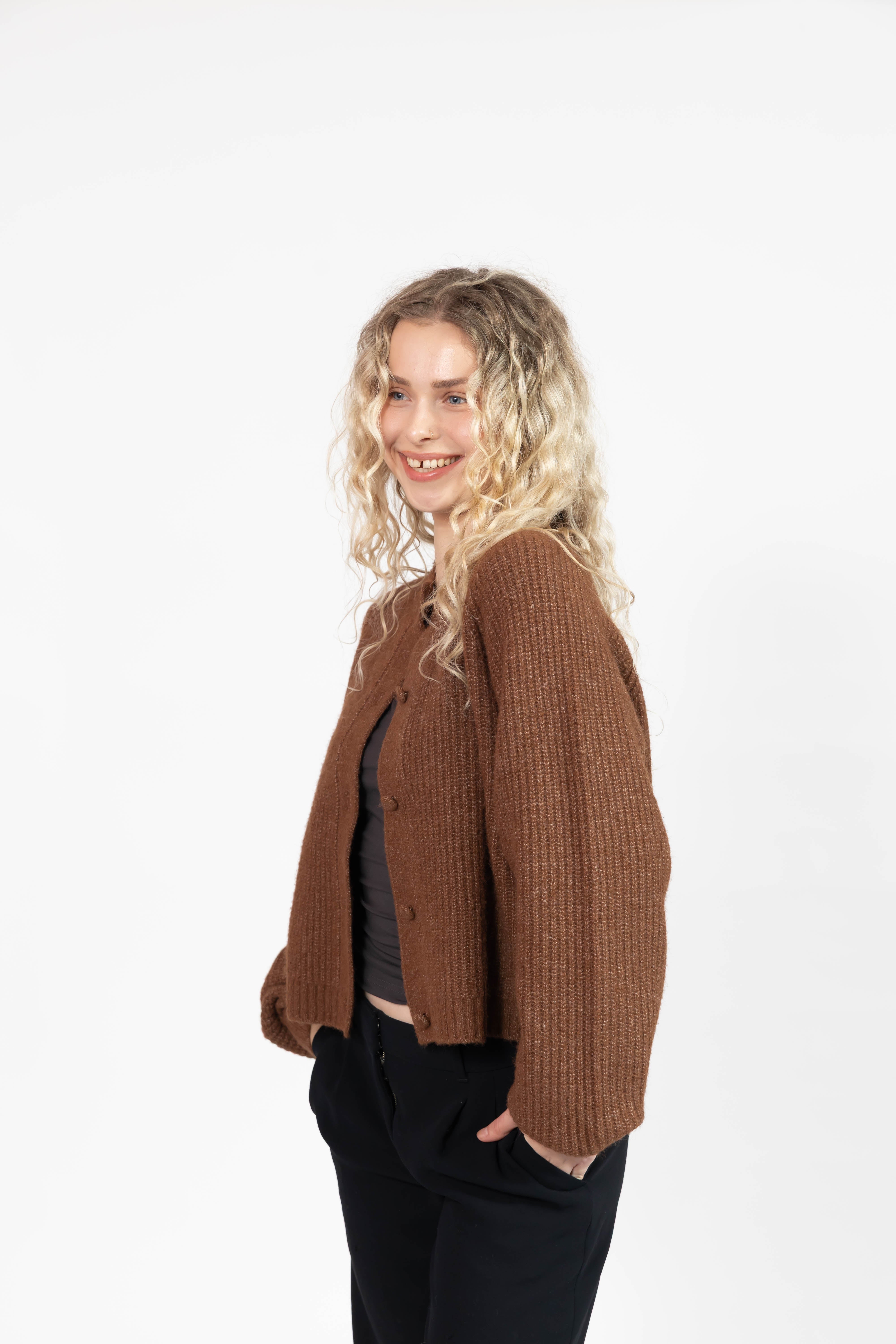 Esther Short Cardigan in Chestnut