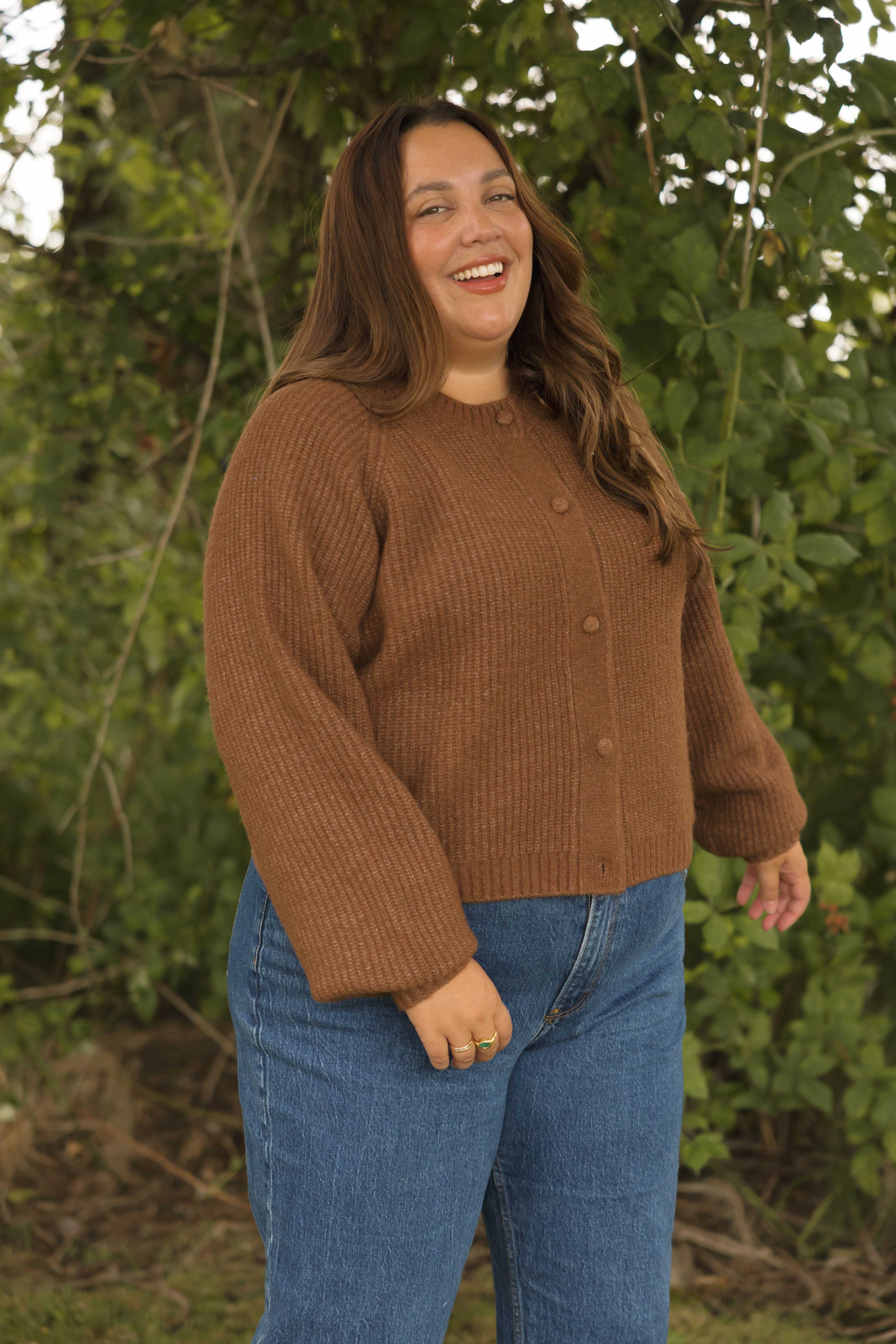 Esther Short Cardigan in Chestnut
