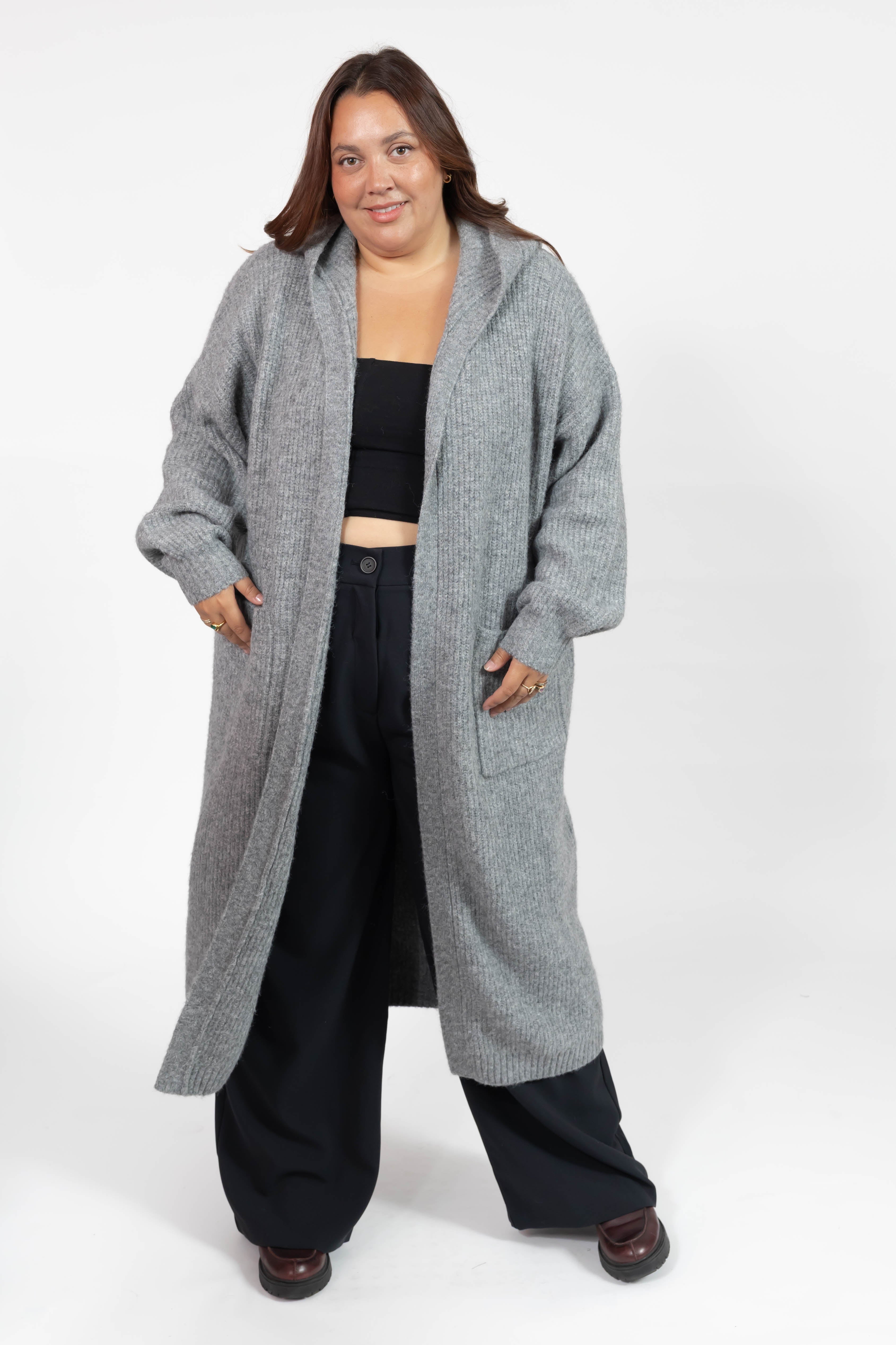 Esther Long Cardigan in Heather Grey
