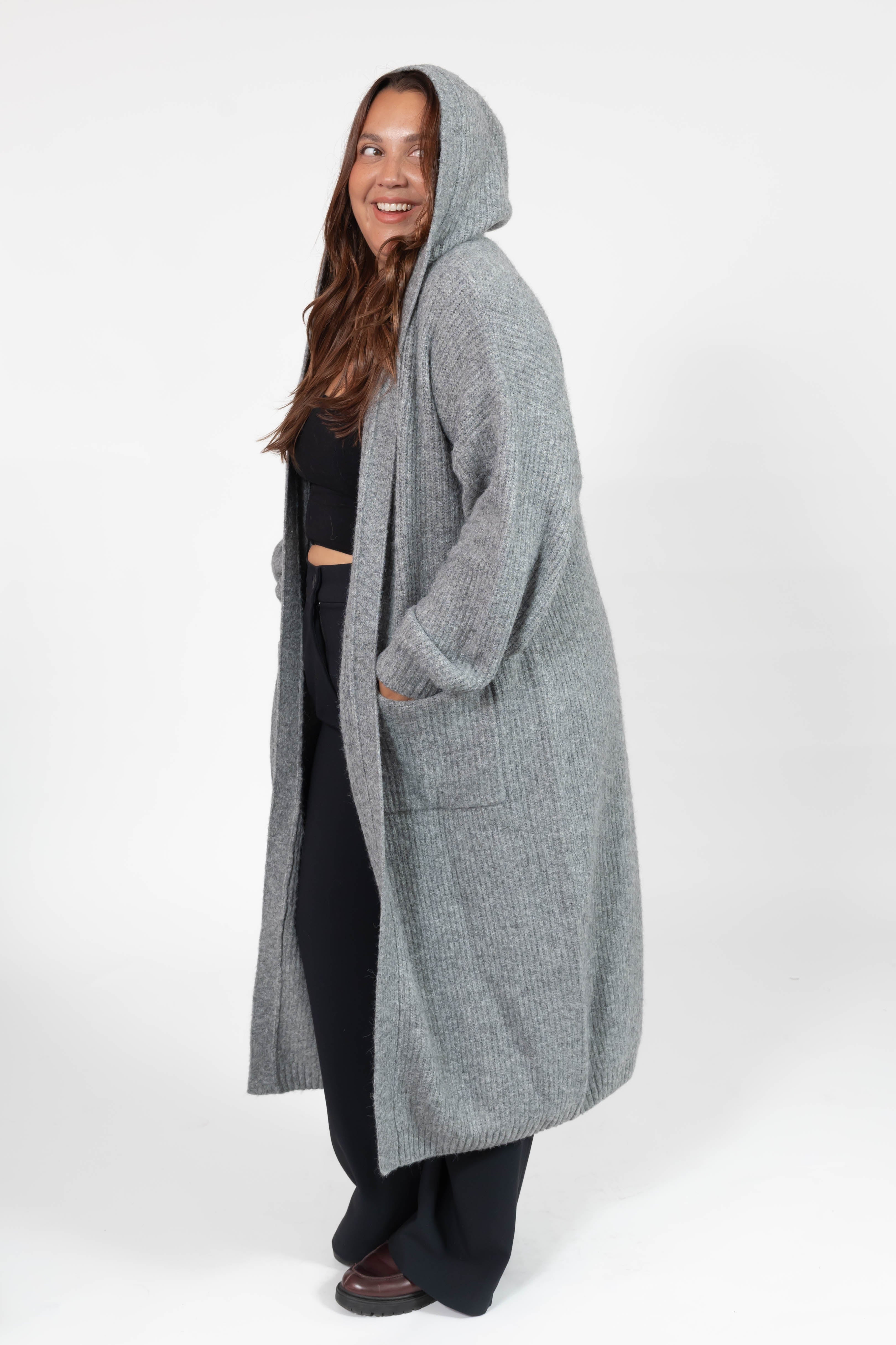 Esther Long Cardigan in Heather Grey