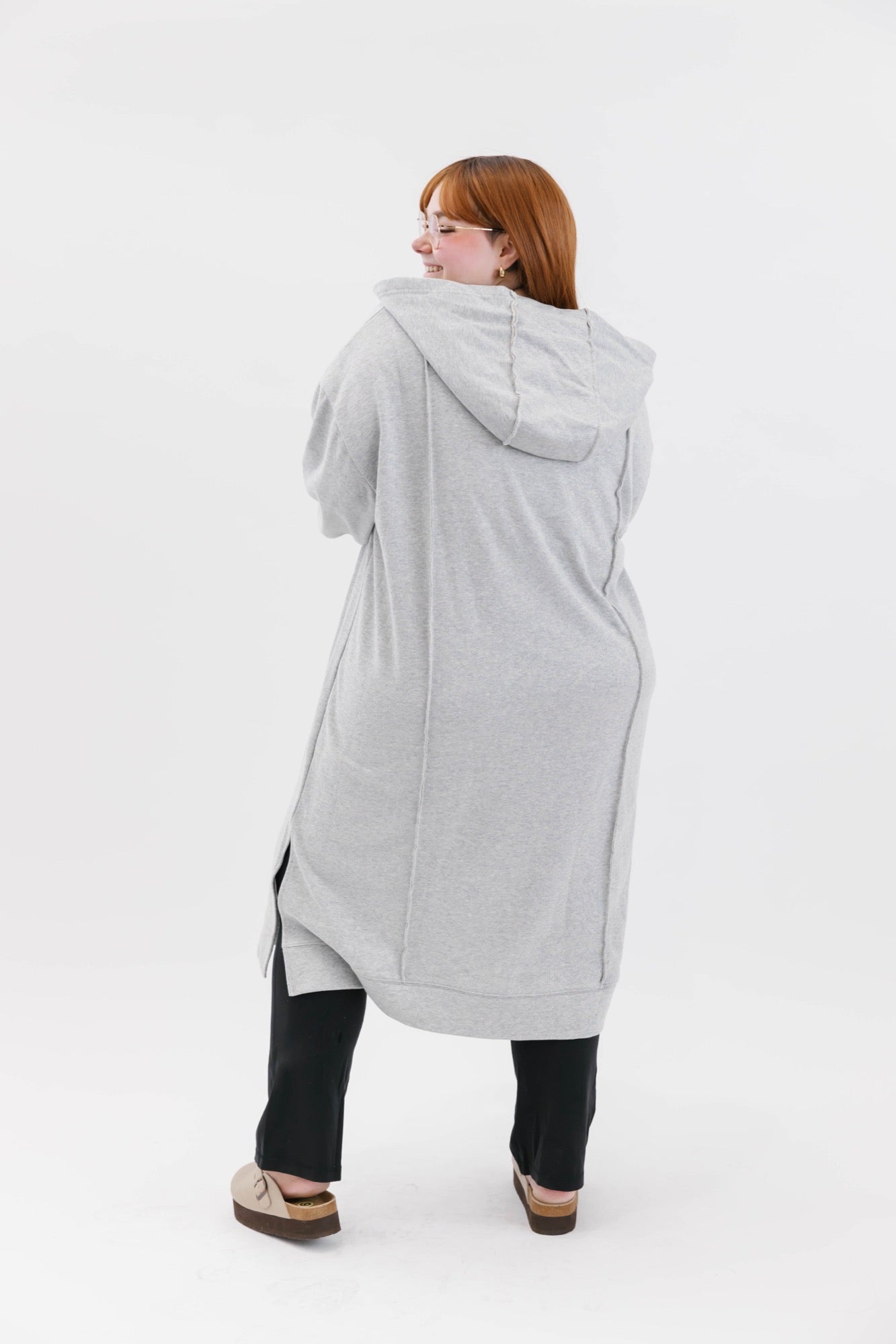 Evelyn Zip Up Hoodie in Heather Grey Lurex