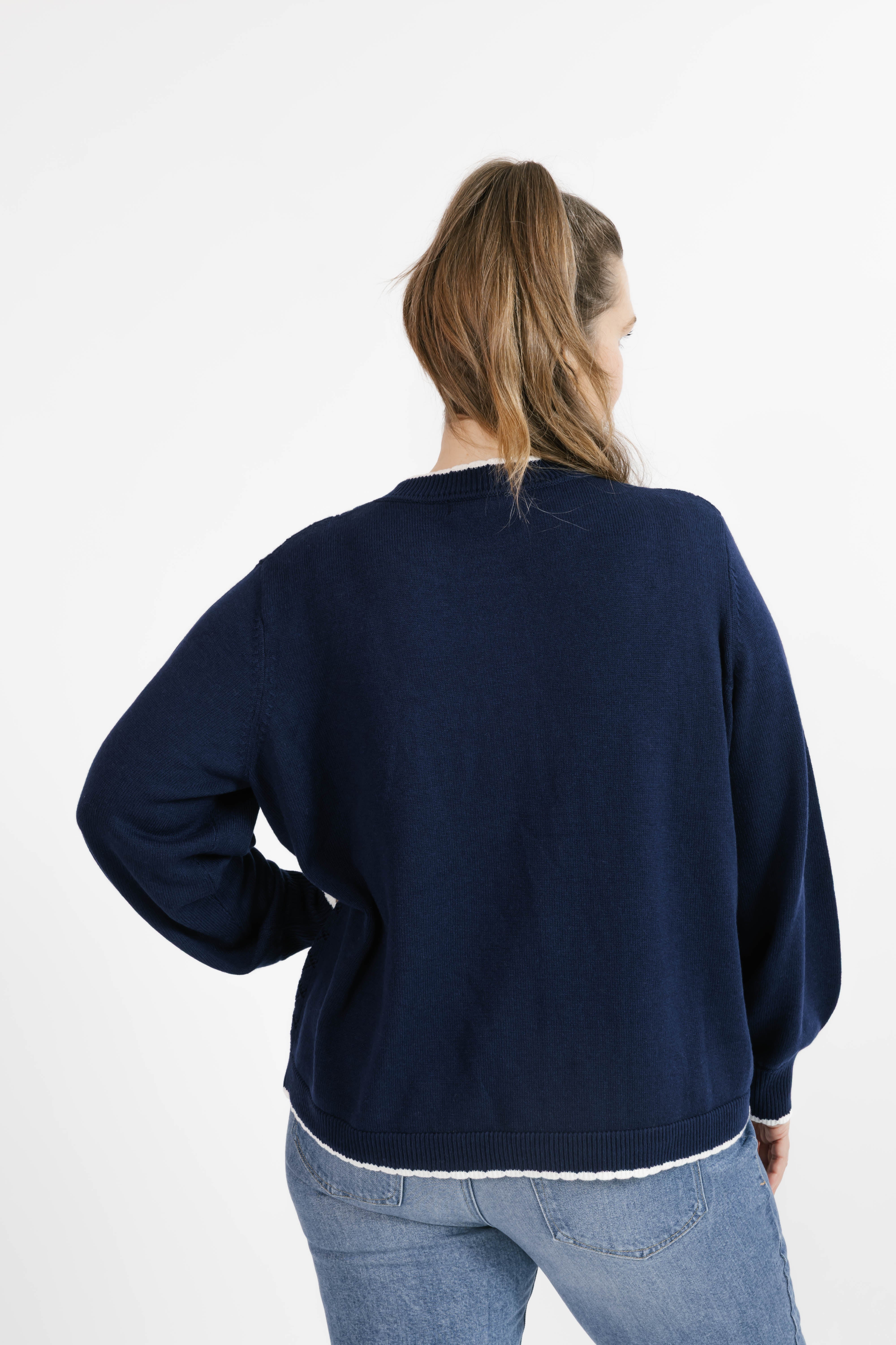 Cottage Core Floral Cardigan in Vintage Navy