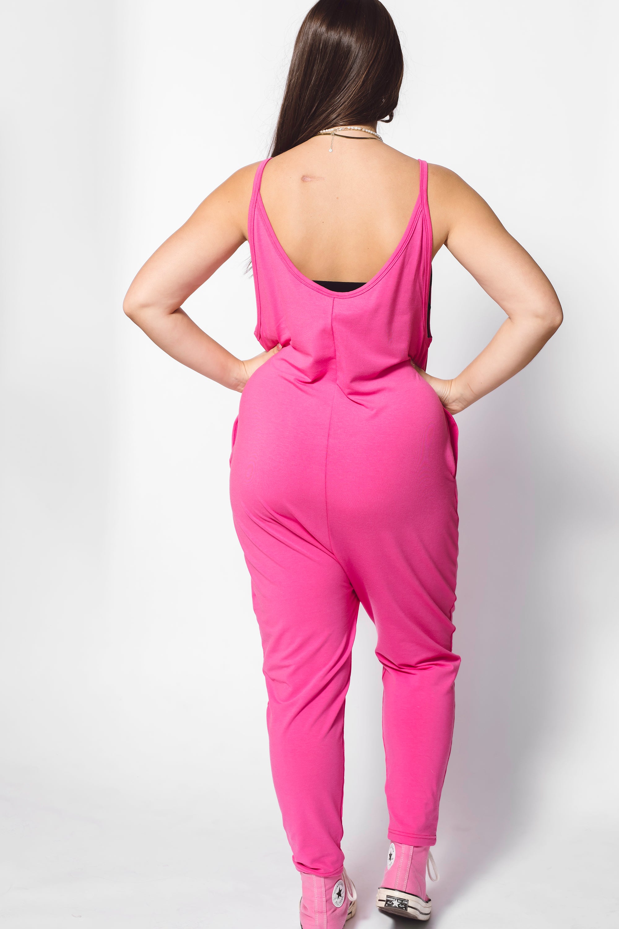 Fearless Frill Top Romper in Pop of Pink