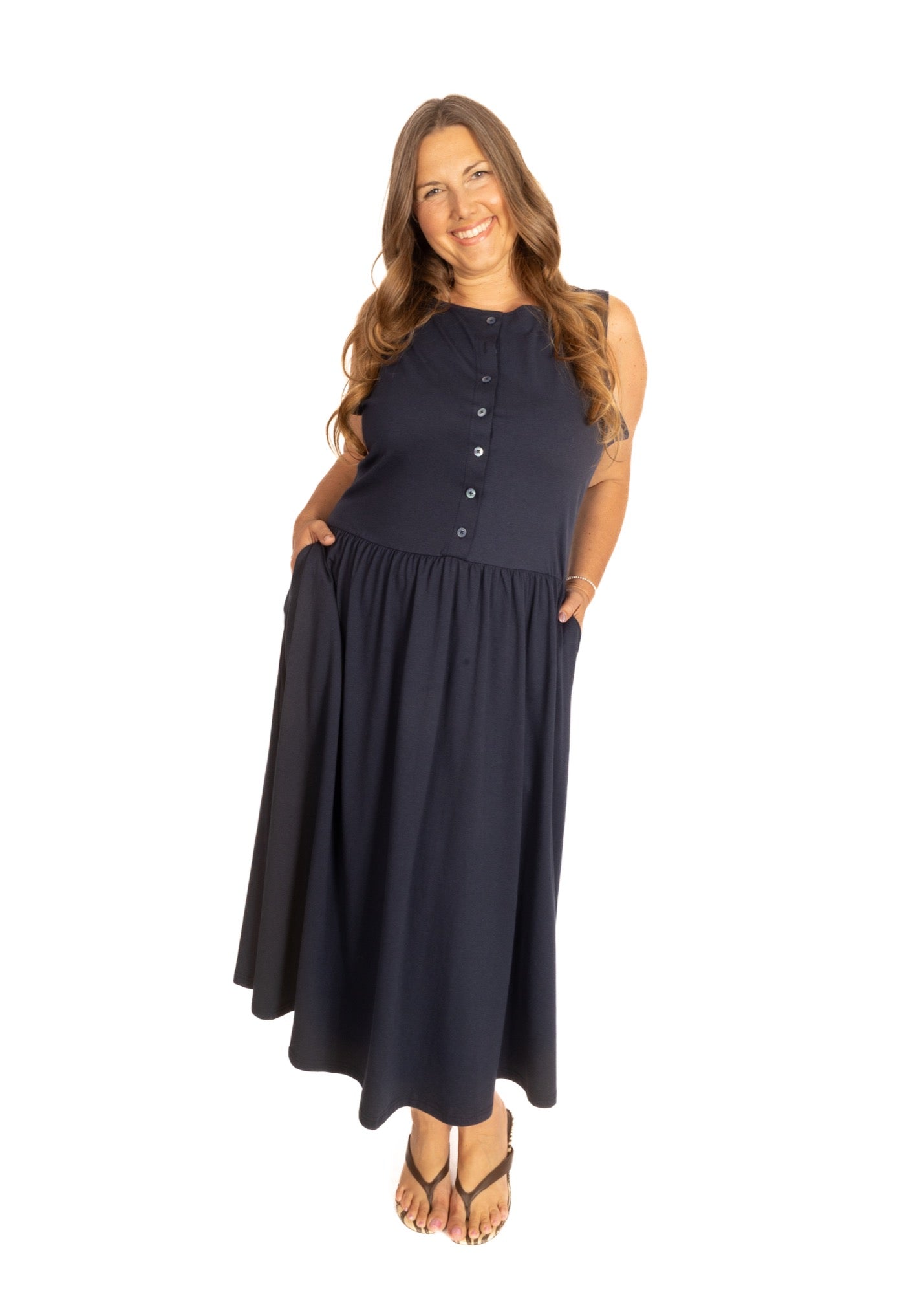 Finley Midi Dress in Navy