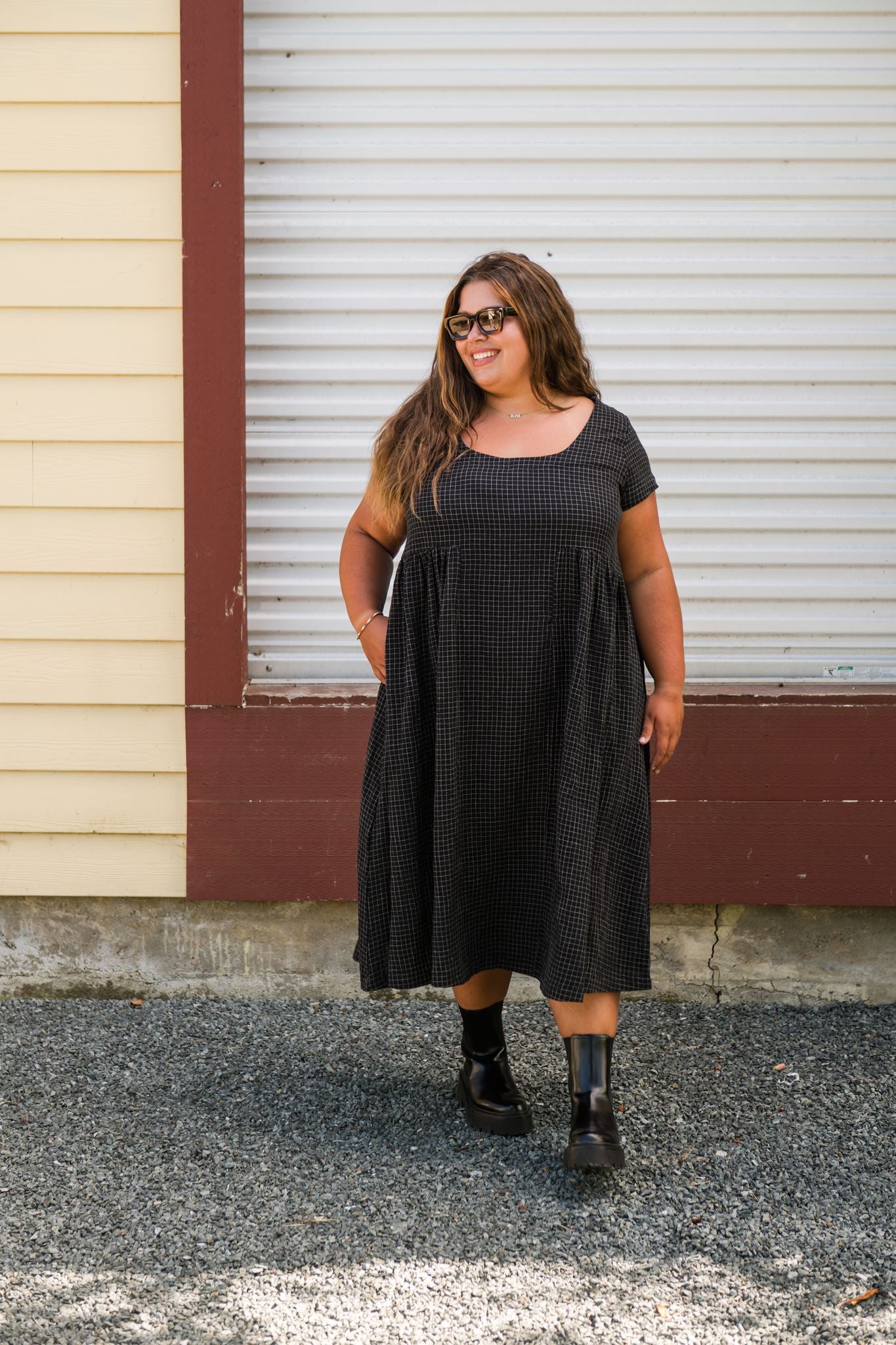 Florence Dress in Checkered Black