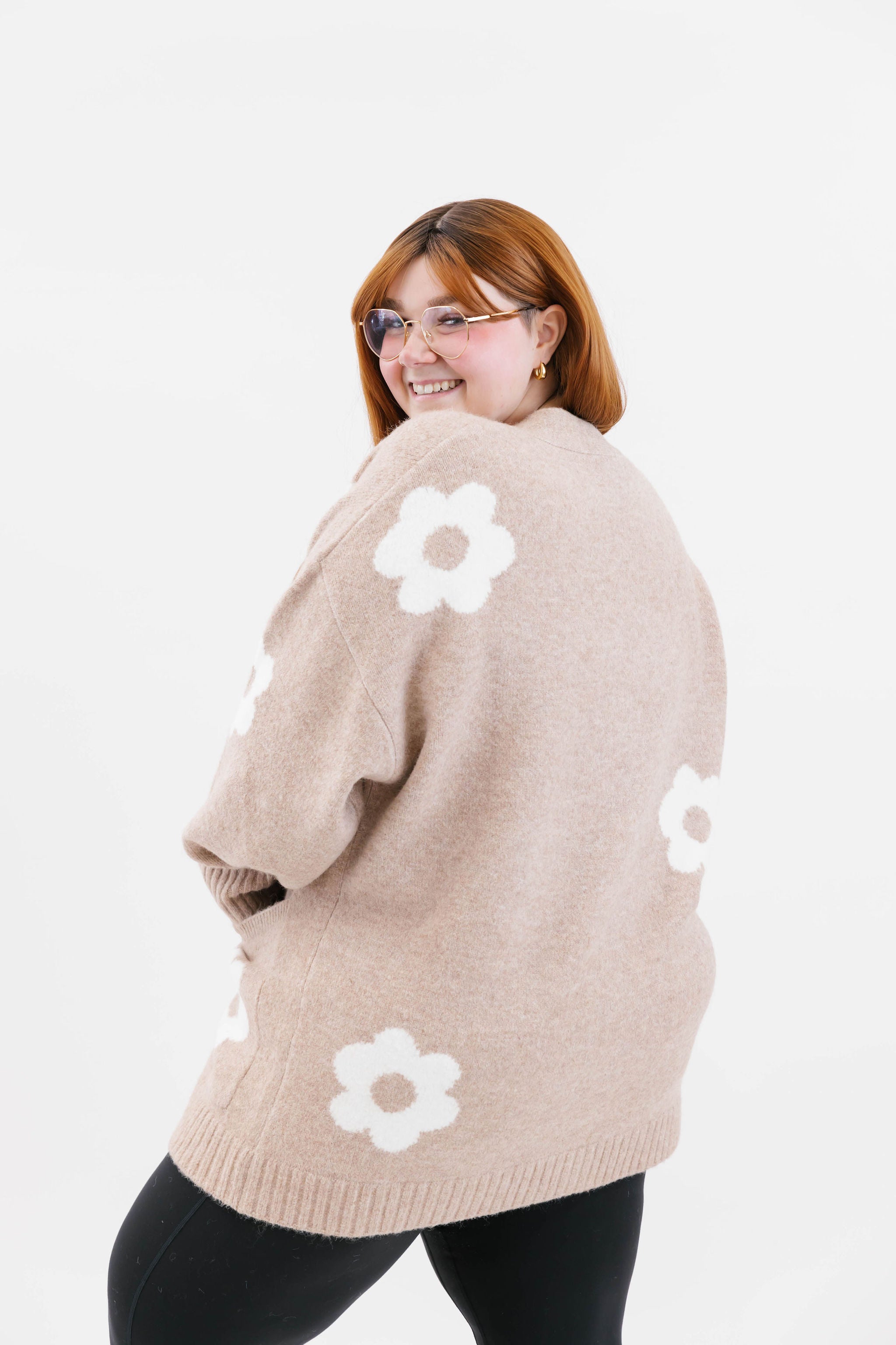 Flora Cardigan in Light Brown Combo