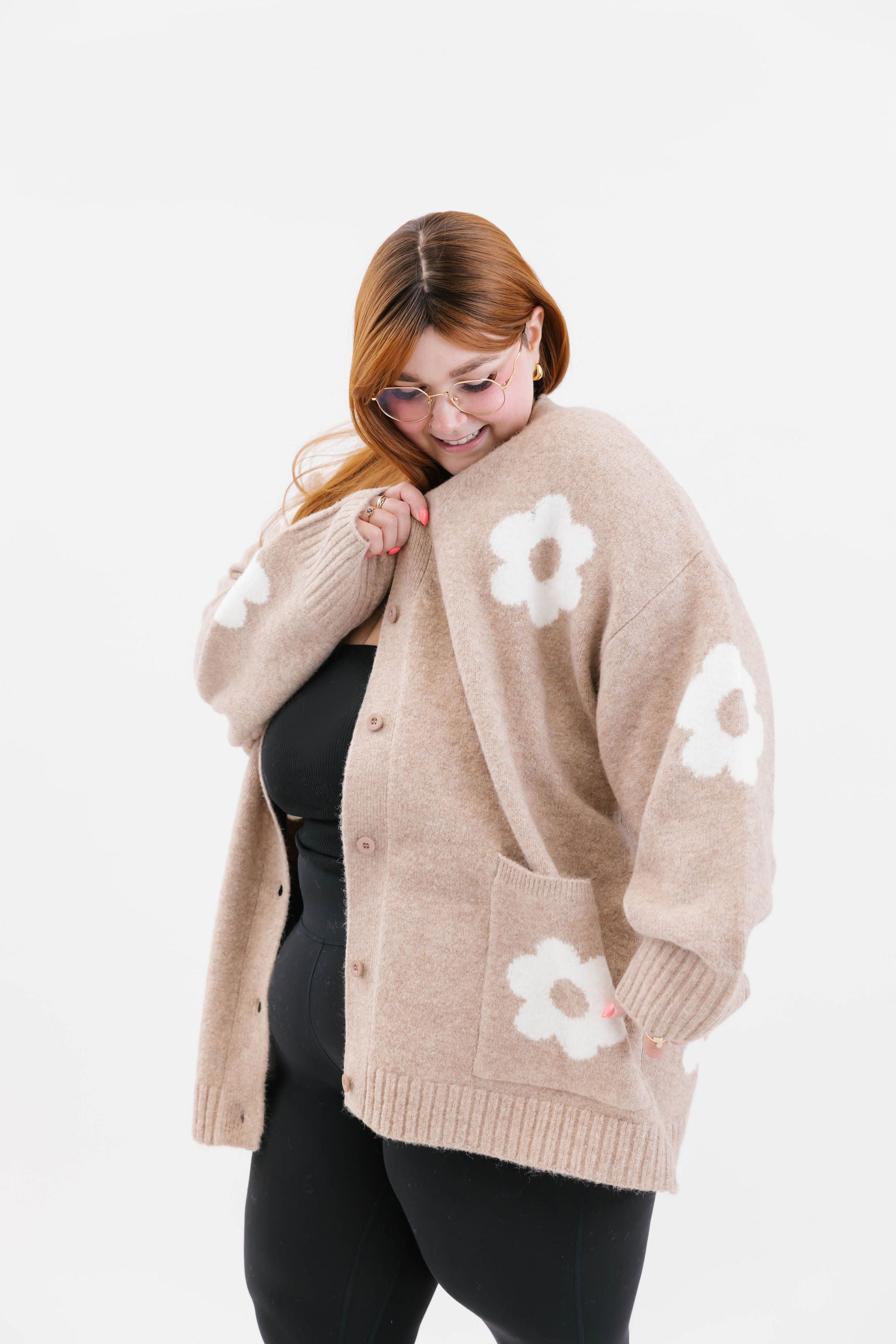 Flora Cardigan in Light Brown Combo