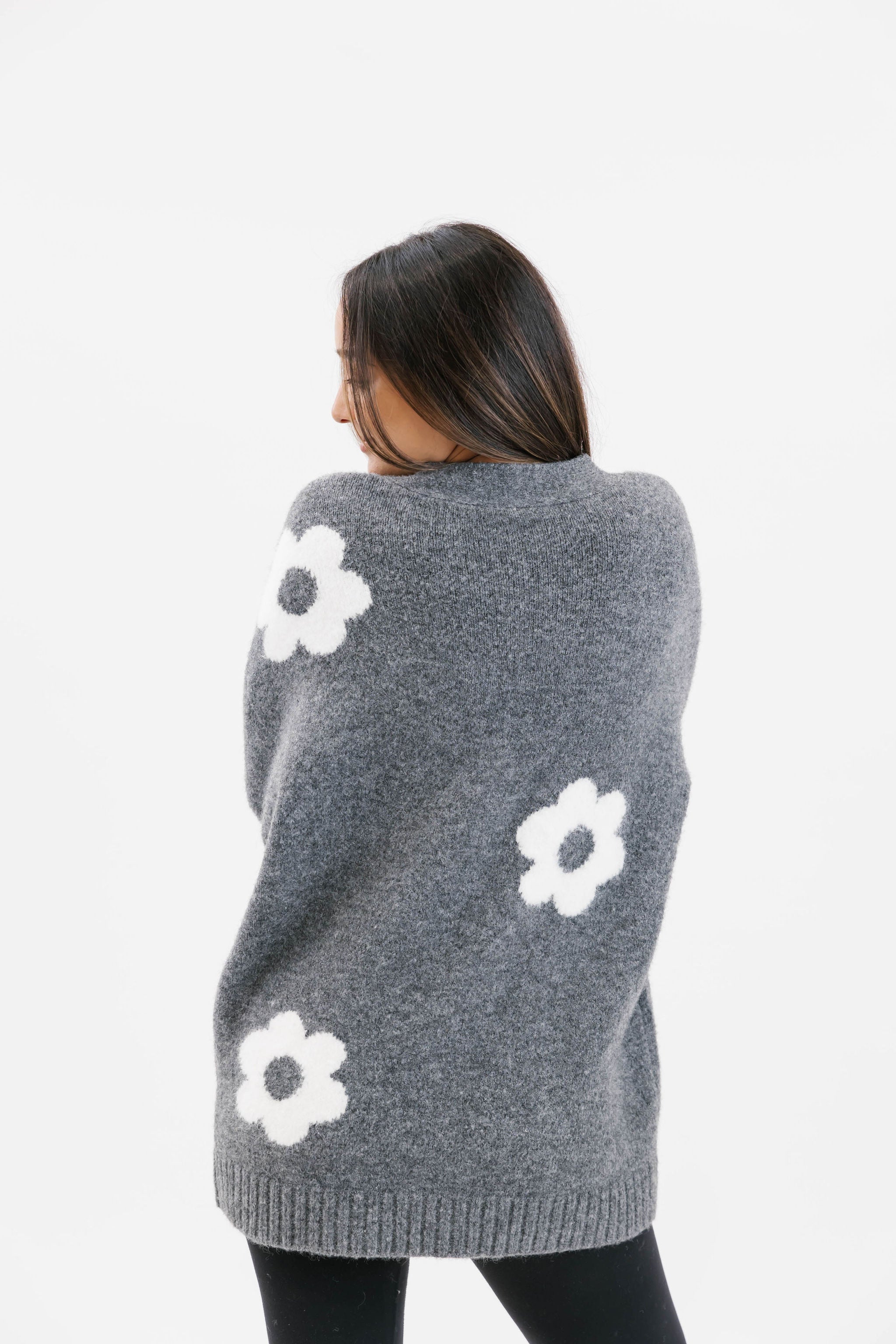 Flora Cardigan in Heather Charcoal Combo