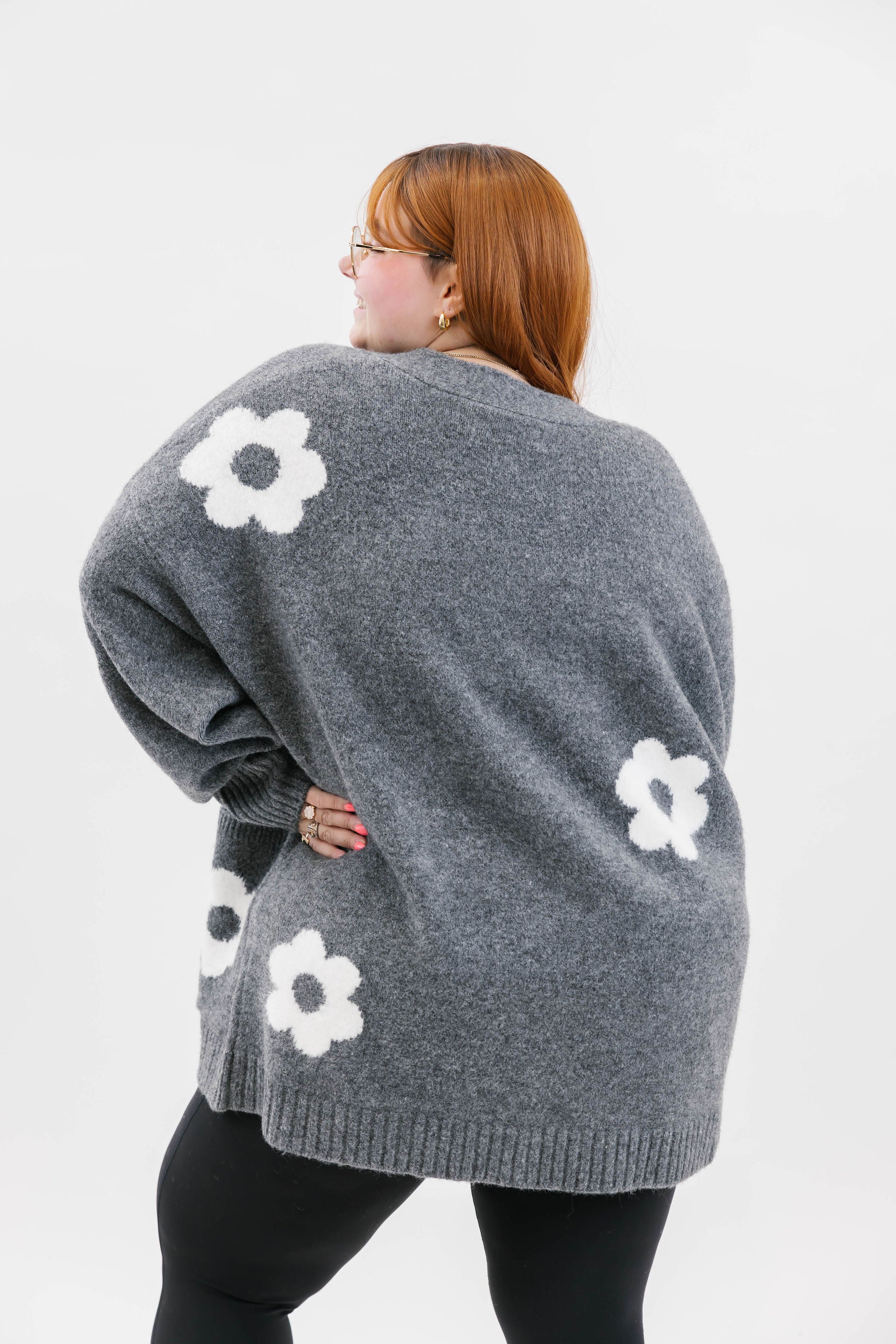 Flora Cardigan in Heather Charcoal Combo