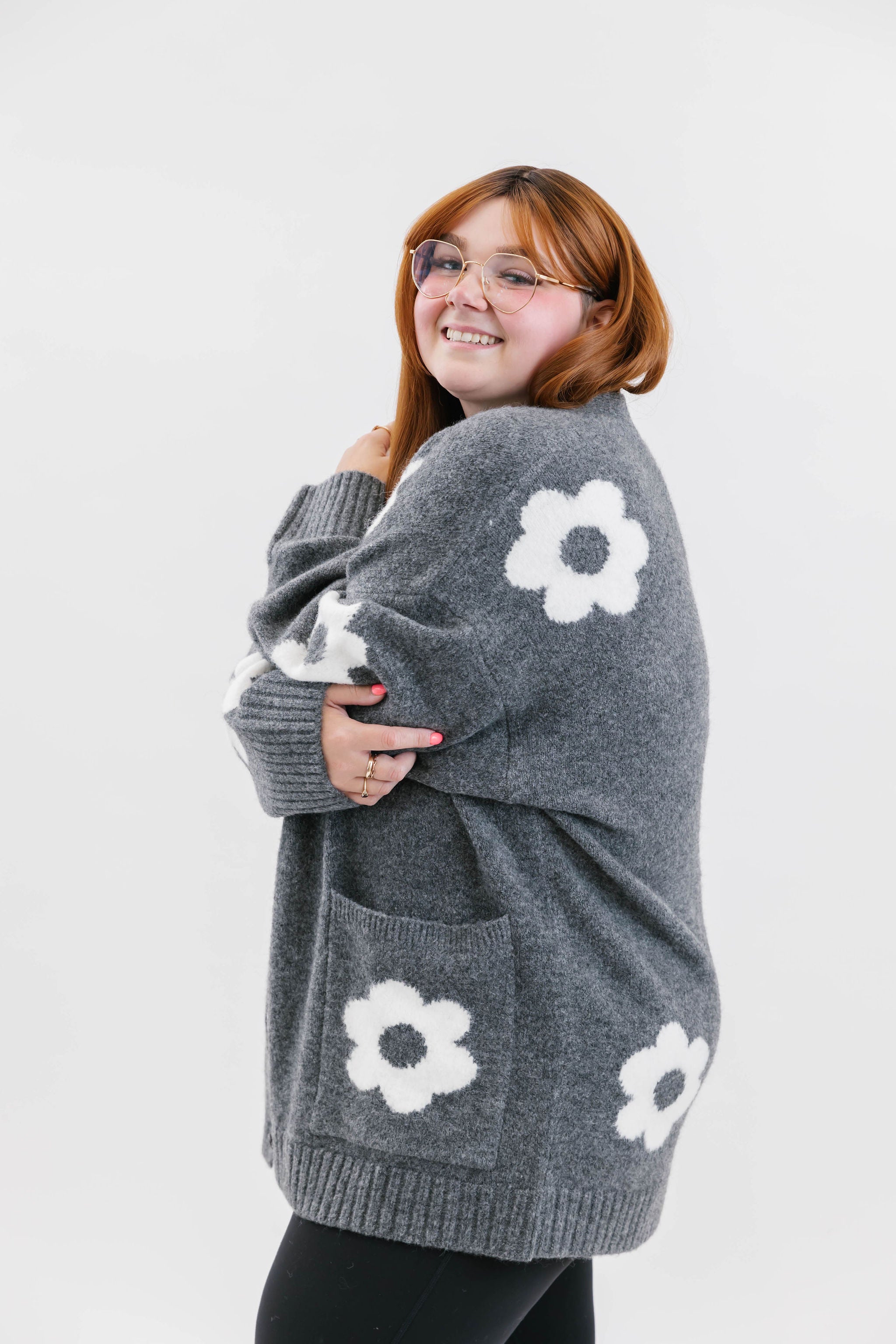 Flora Cardigan in Heather Charcoal Combo