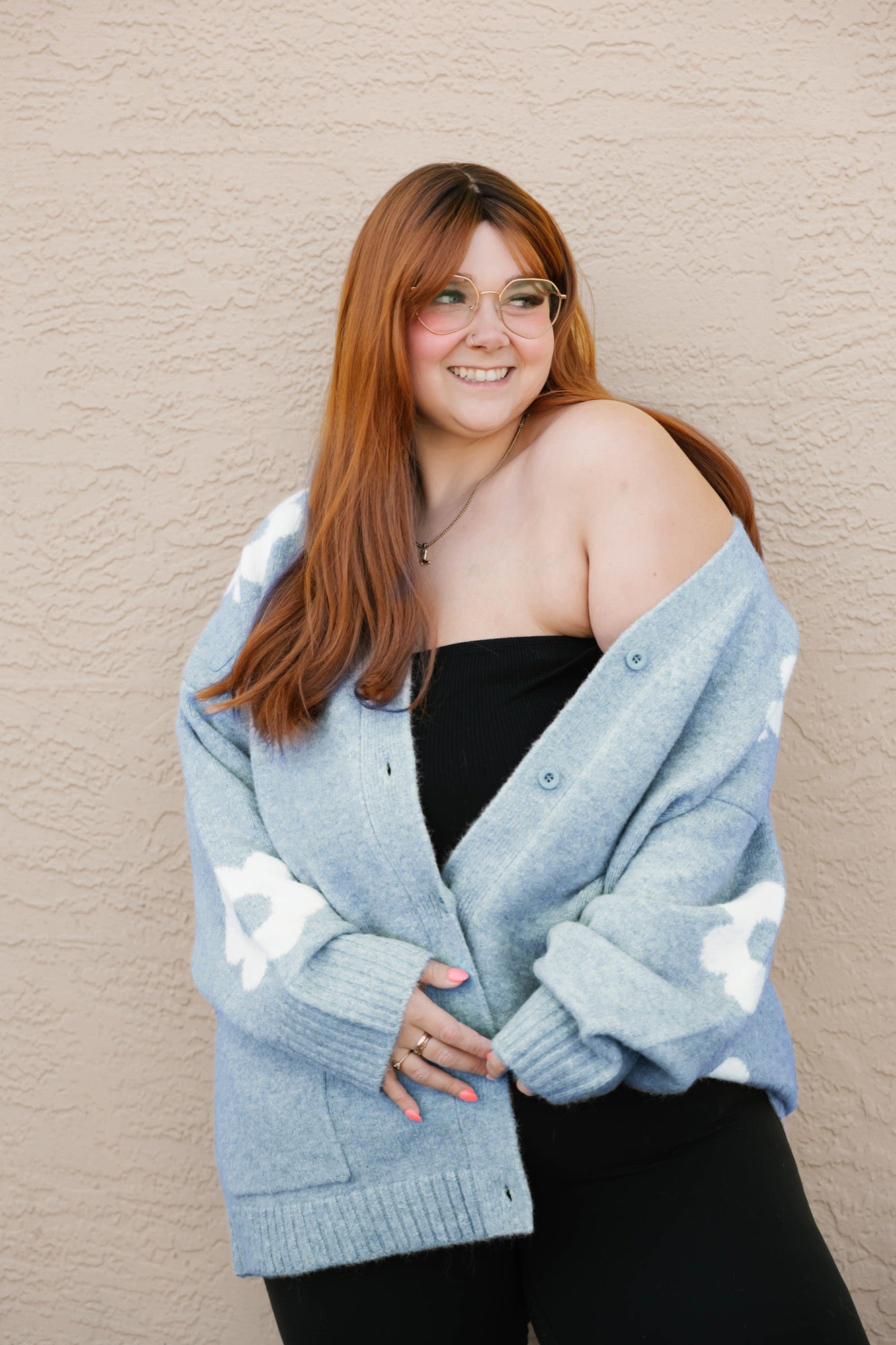 Flora Cardigan in Heather Blue Combo