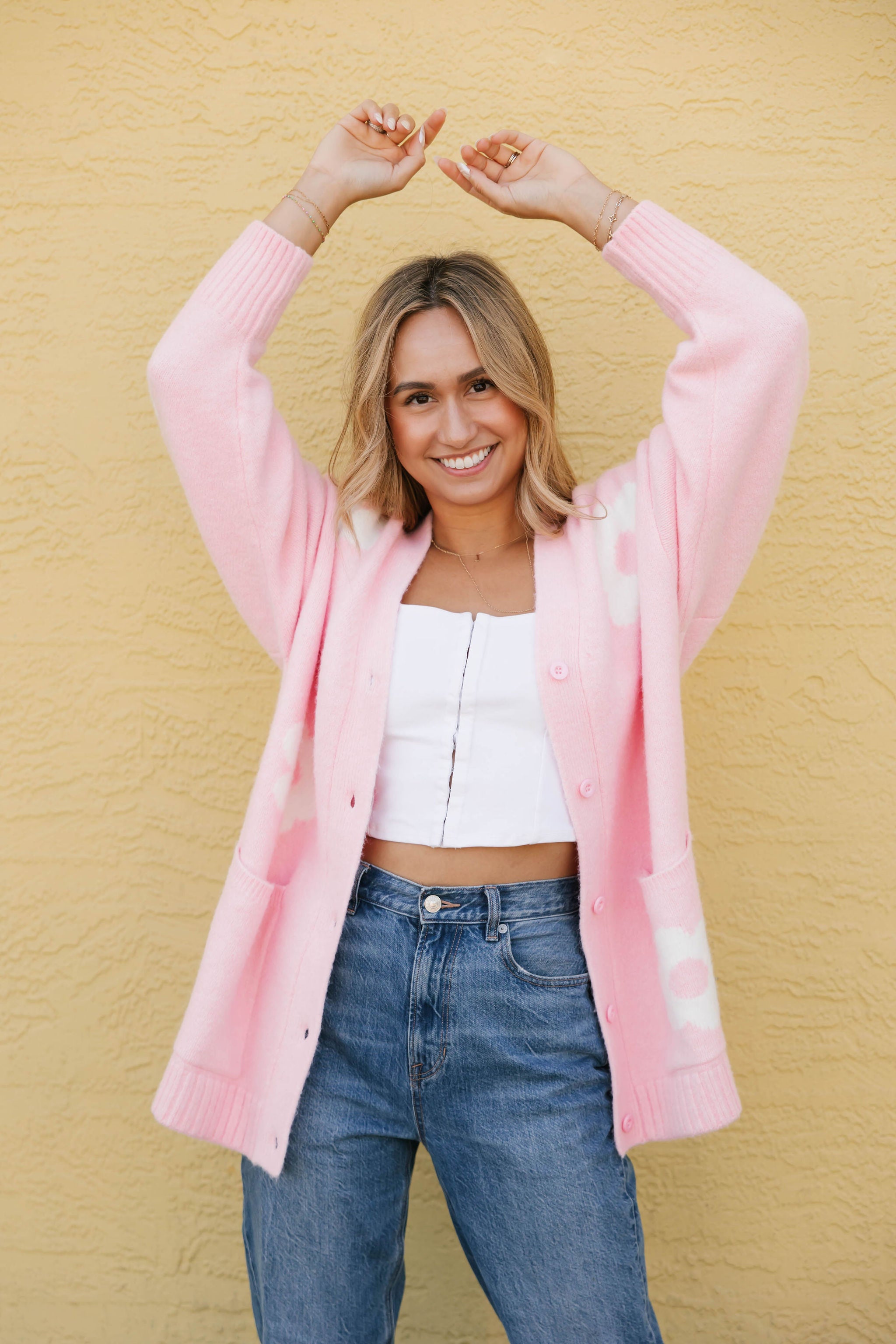 Flora Cardigan in Pink Combo