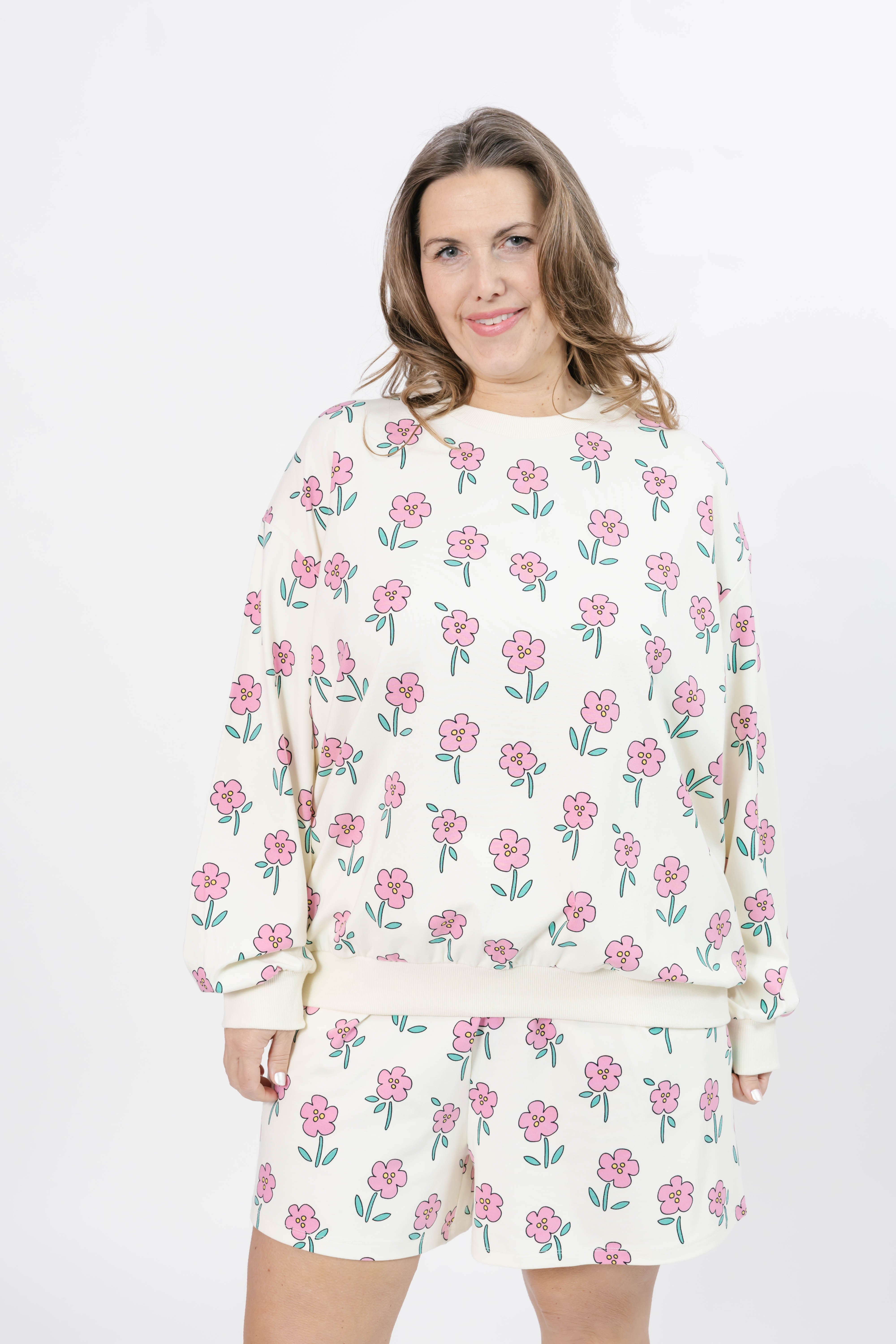 Fresh Floral Hang Out Crew in Pink Floral