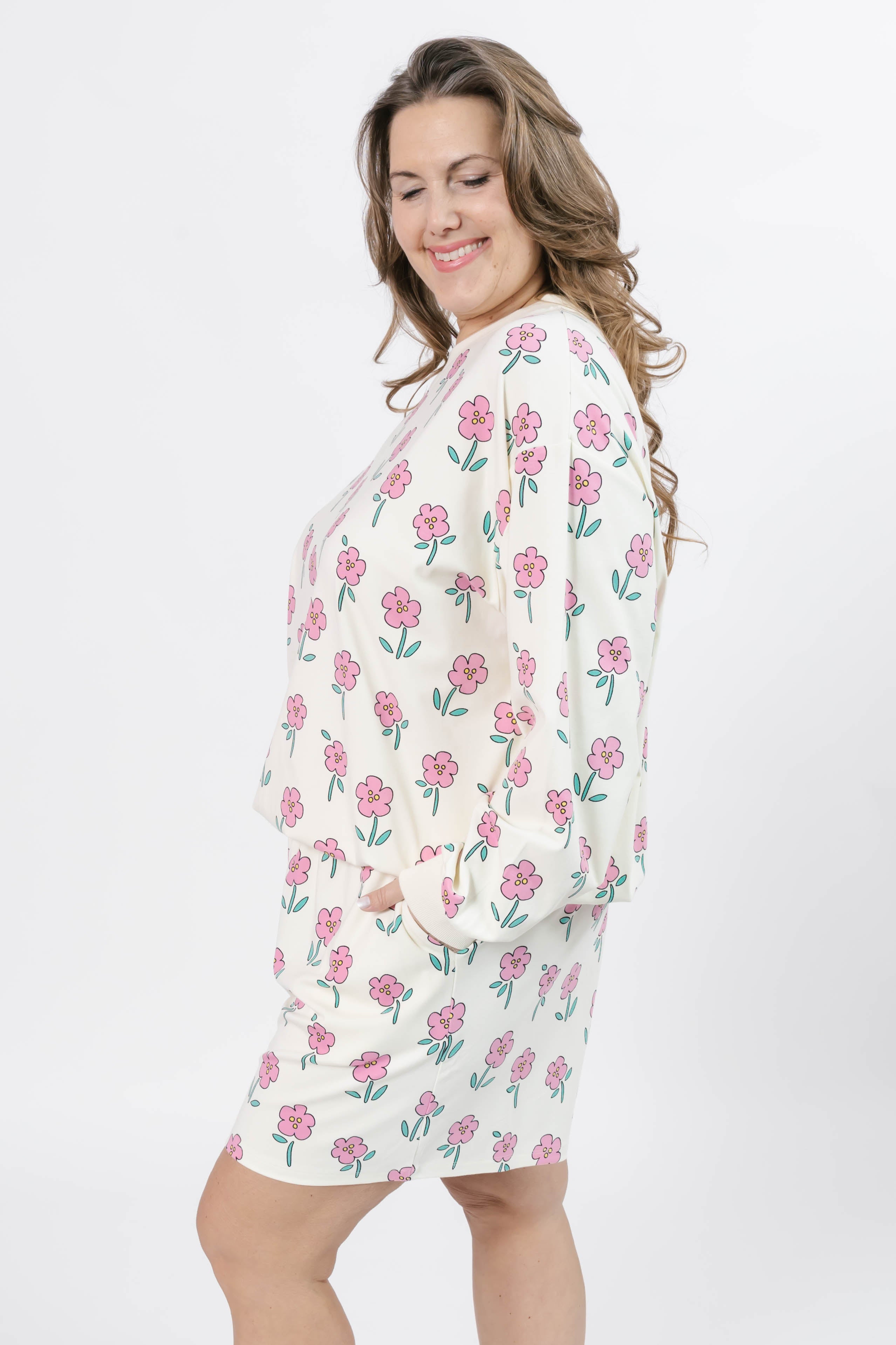 Fresh Floral Hang Out Crew in Pink Floral