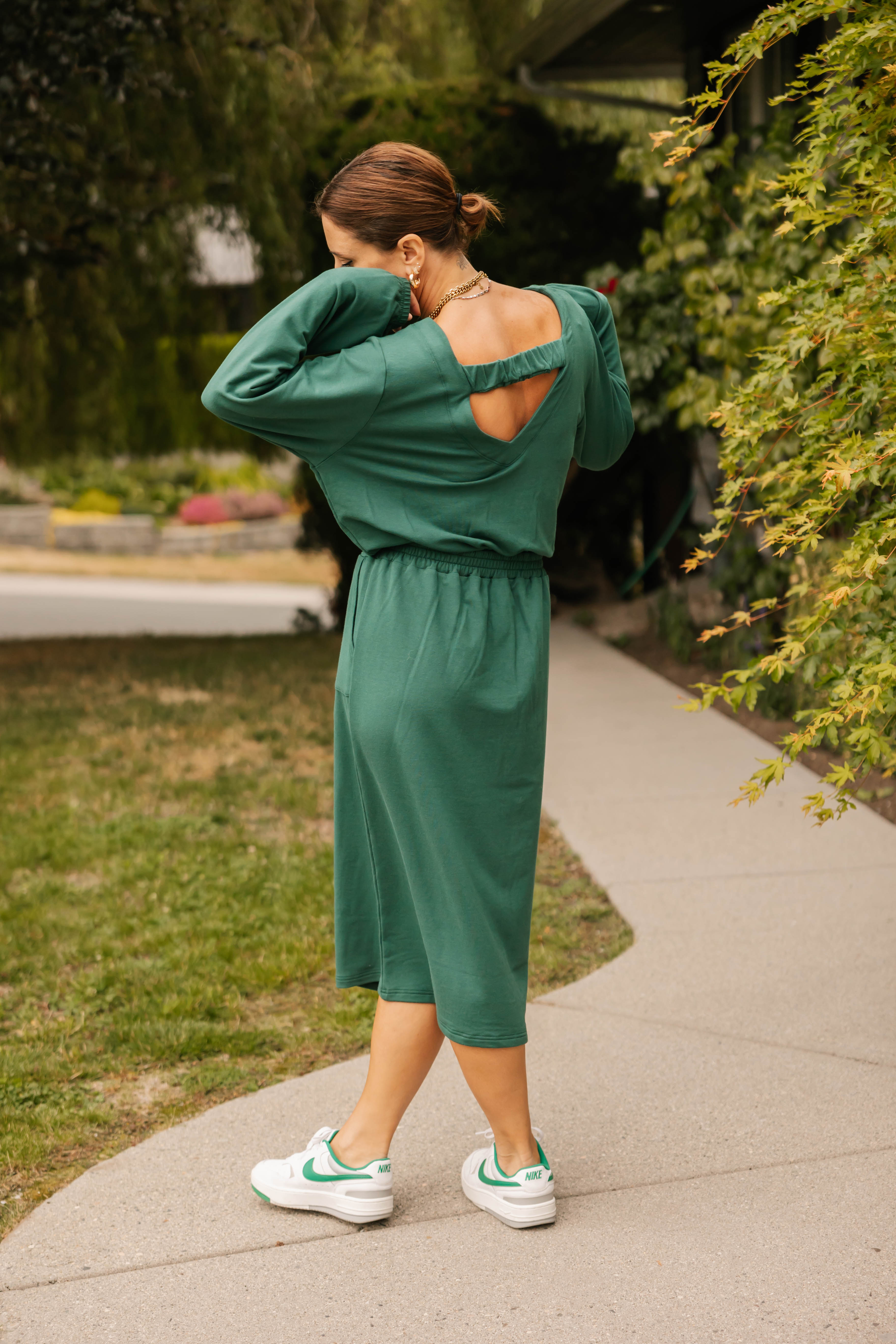 Frida Midi Dress in Evergreen