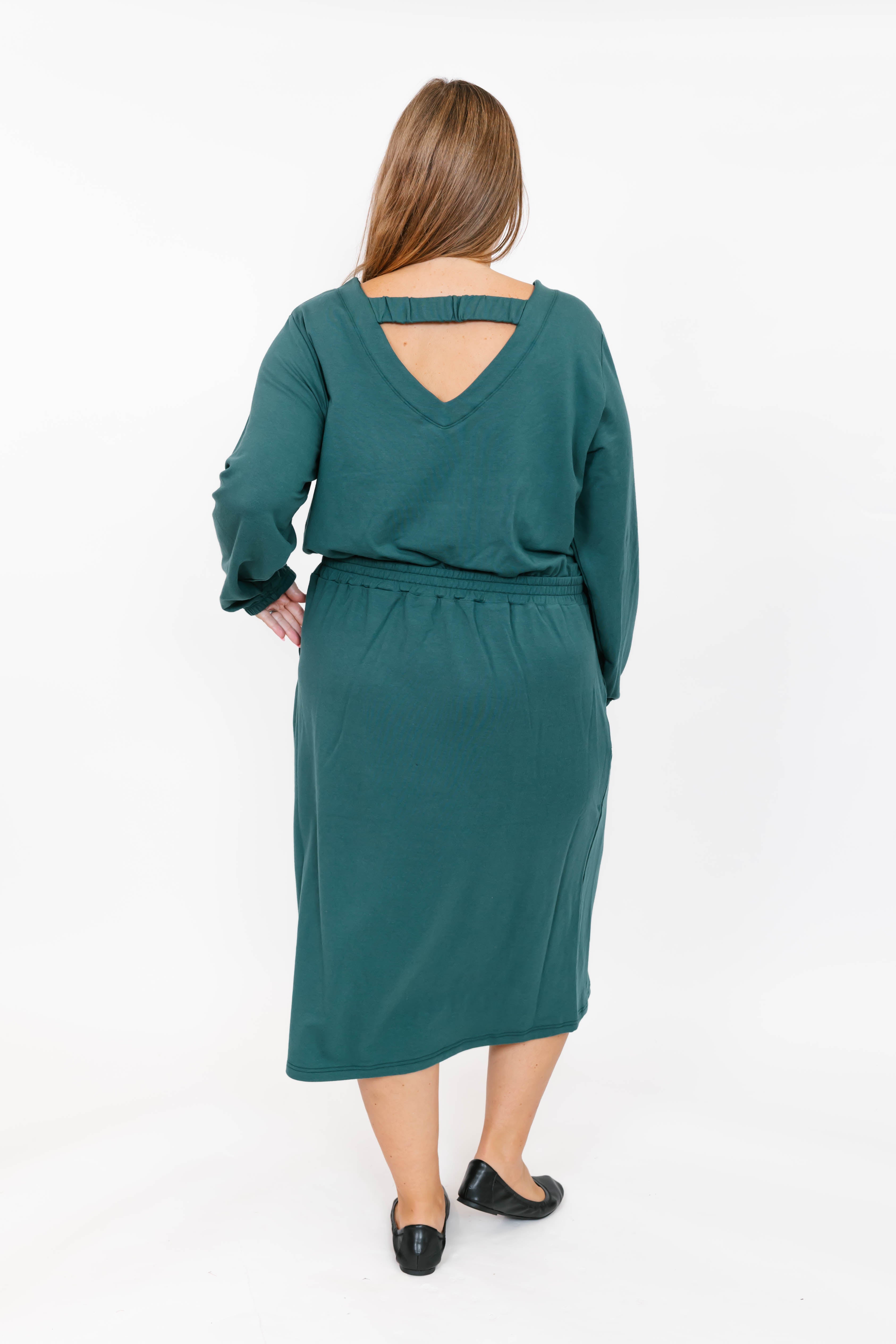 Frida Midi Dress in Evergreen