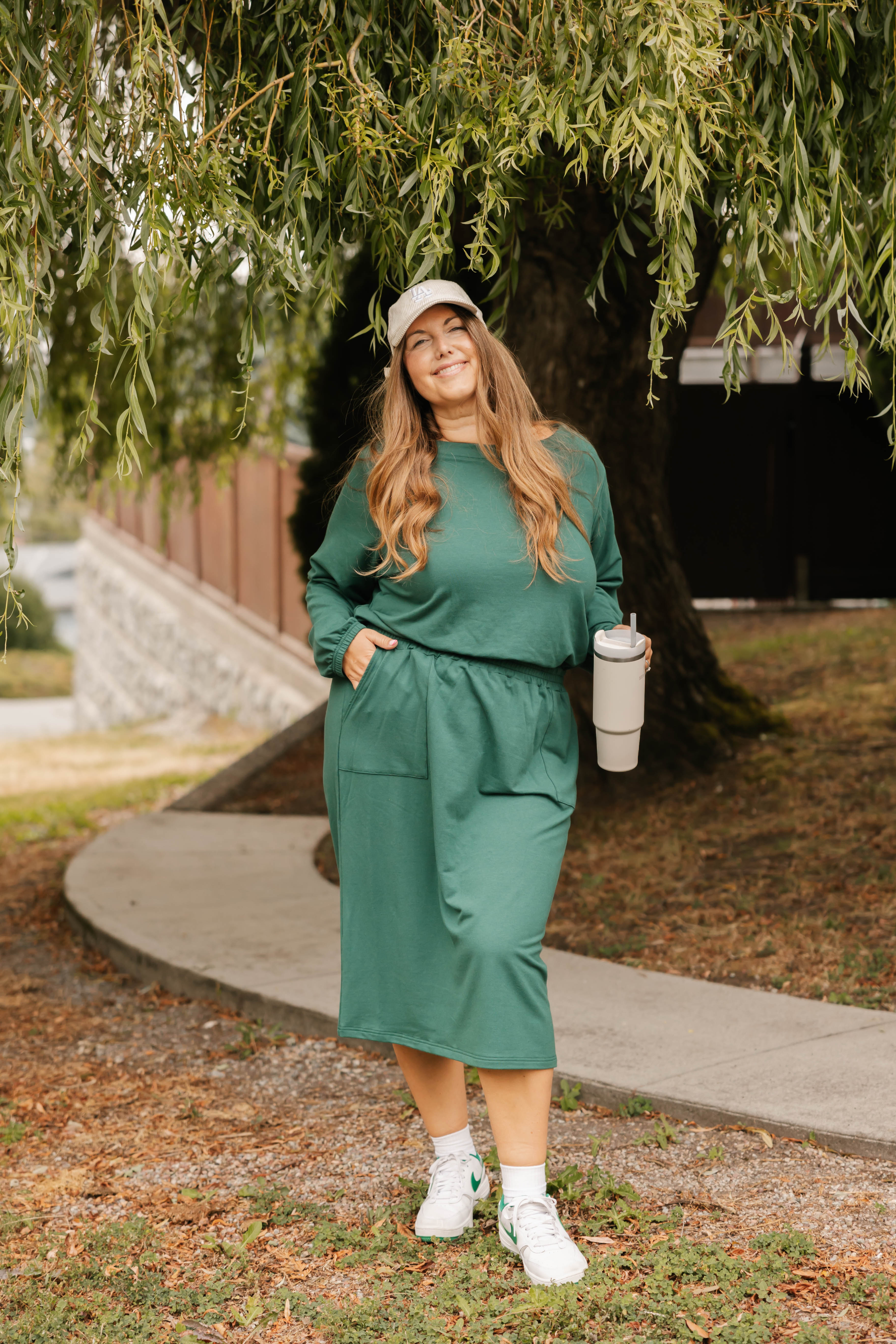 Frida Midi Dress in Evergreen