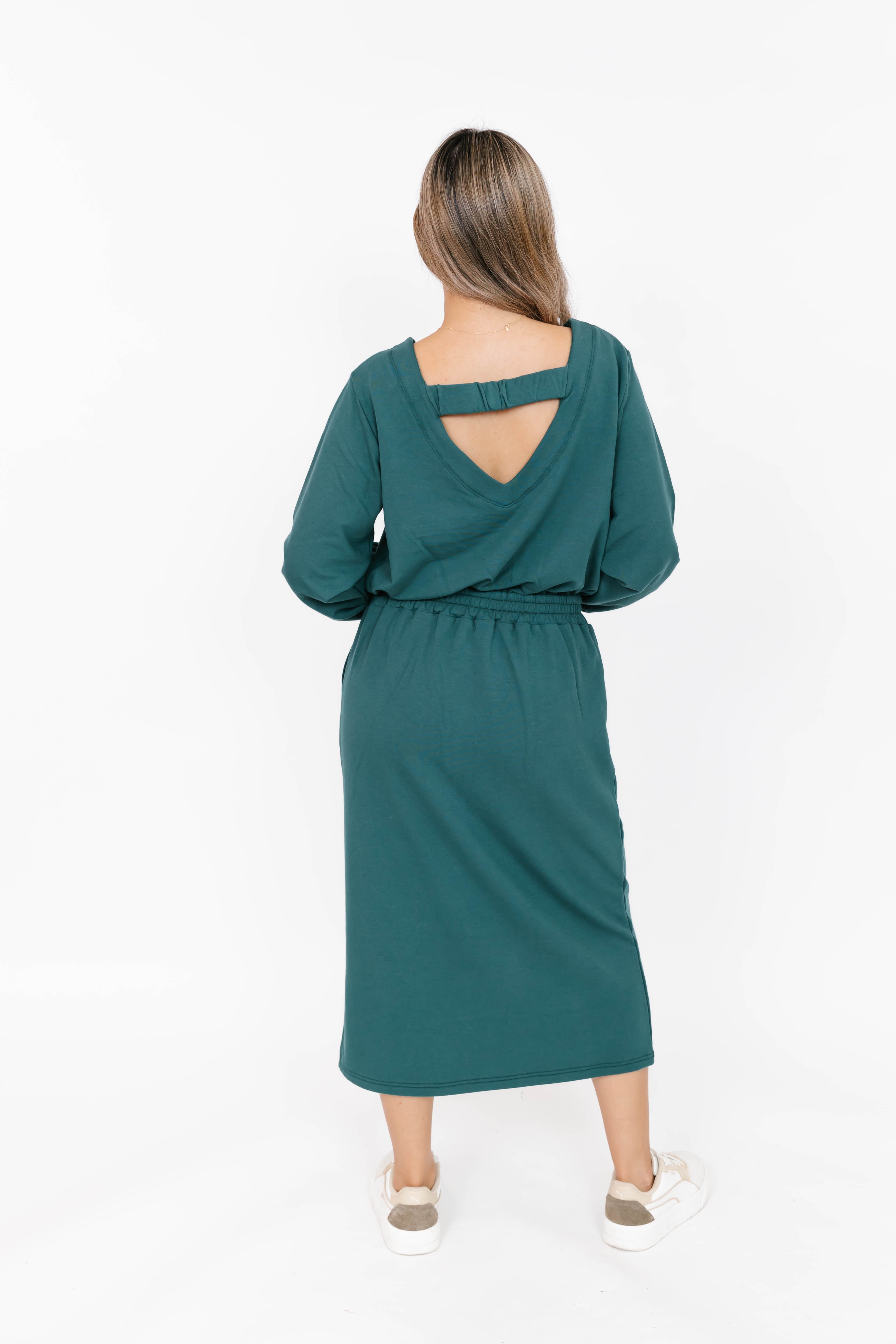 Frida Midi Dress in Evergreen