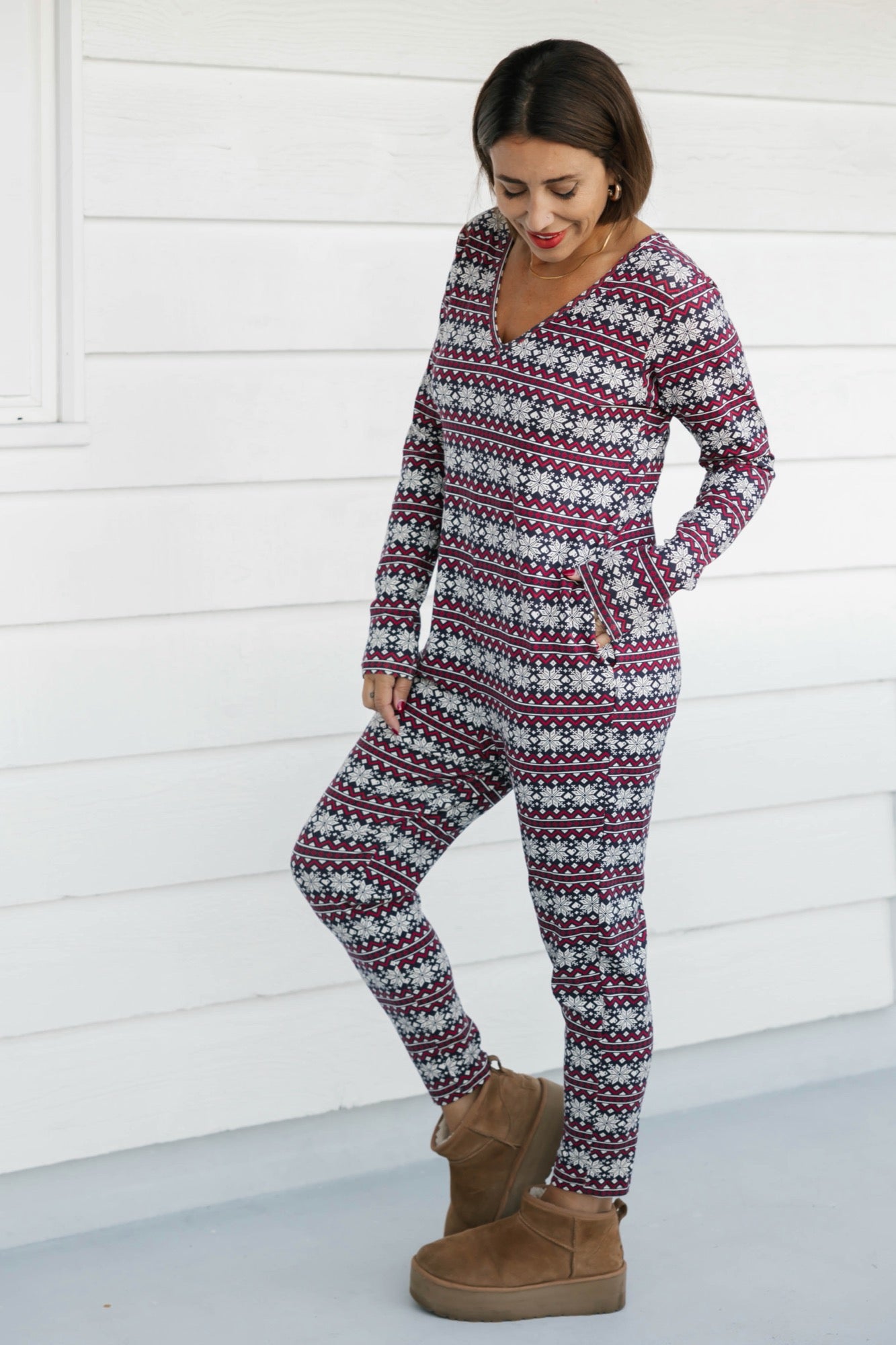 Friday Romper in Red Fair Isle