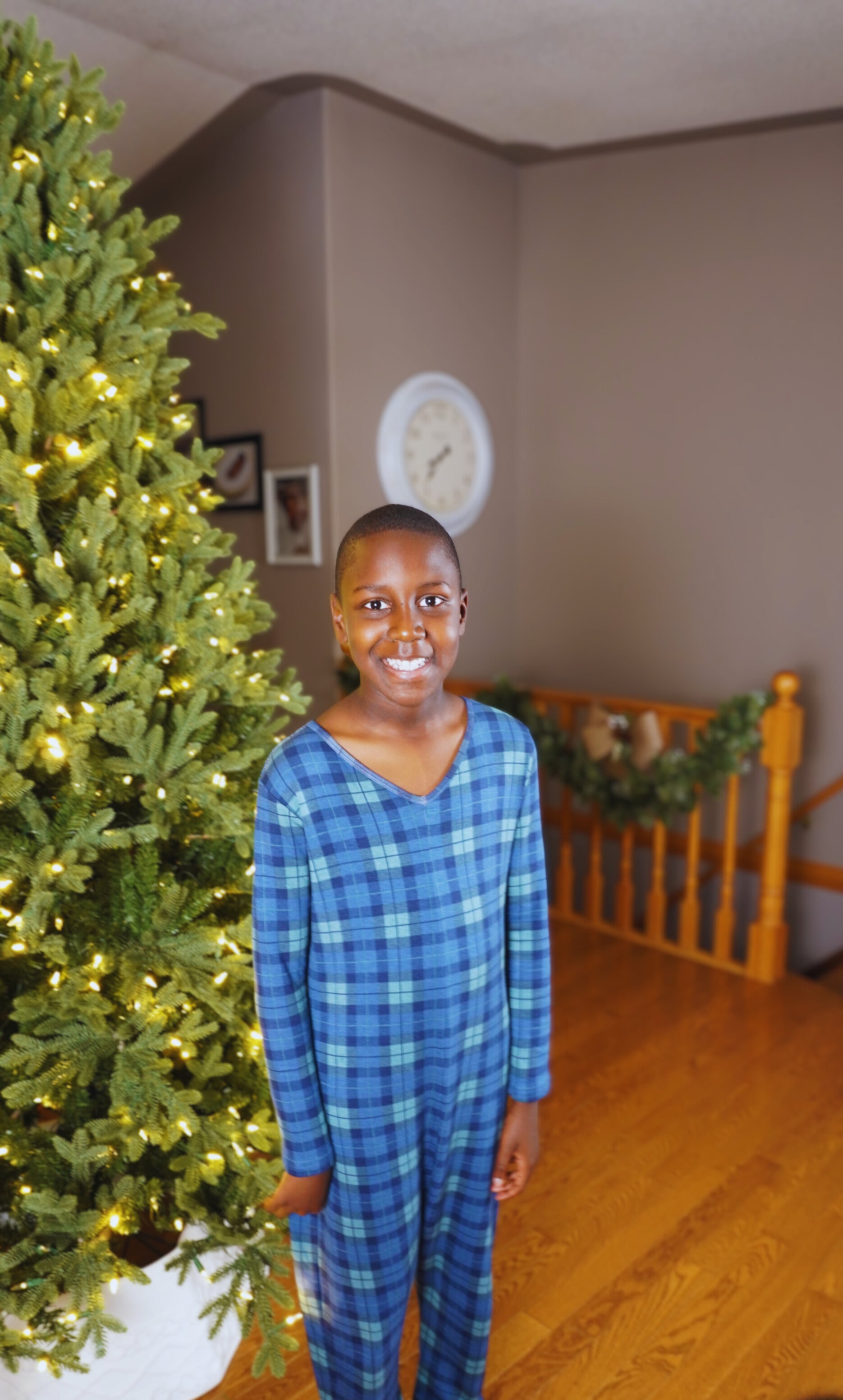 Kids Friday Romper in Navy Plaid